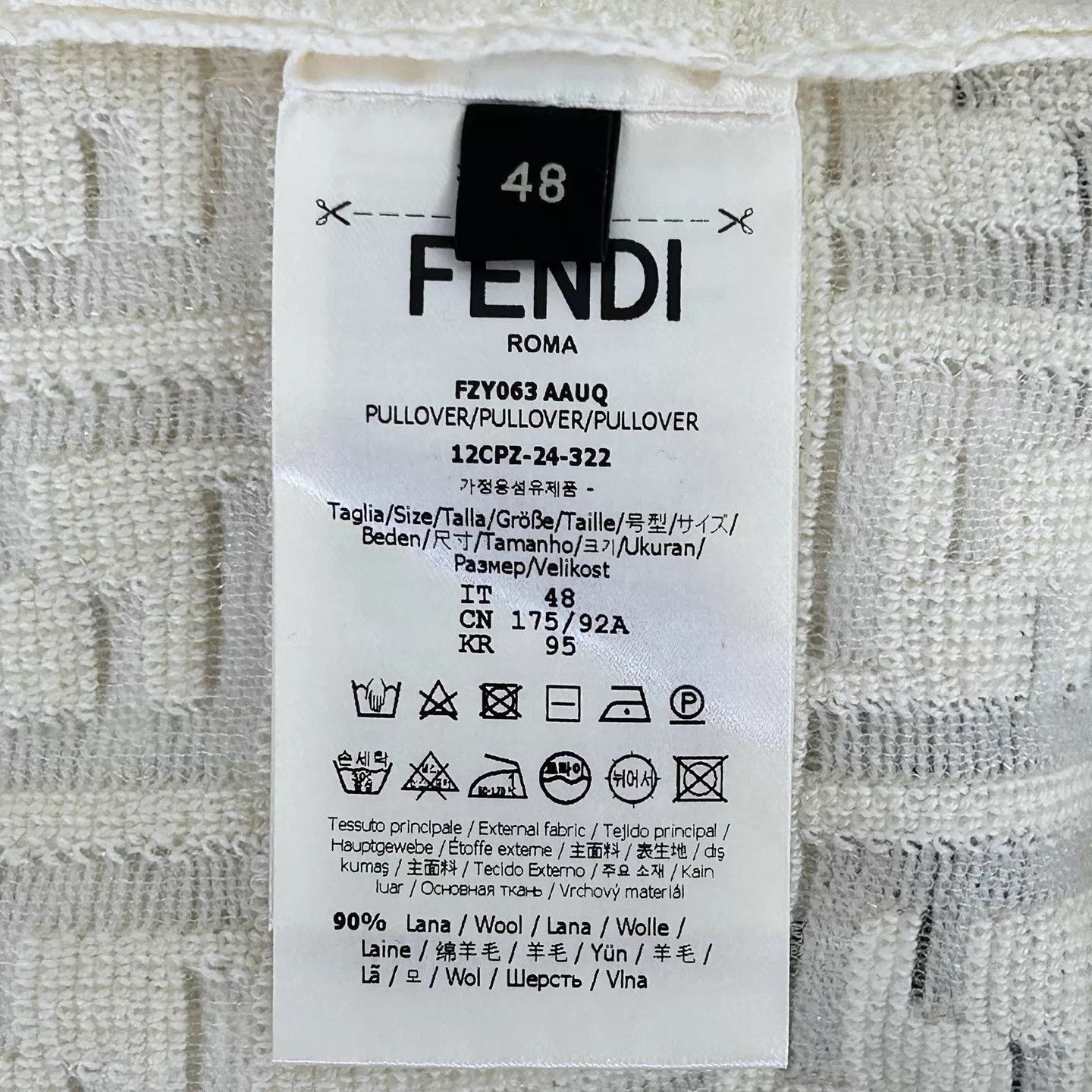 Fendi Fendi New White FF Pattern Crewneck Wool Pullover Size US M / EU 48-50 / 2 - 4 Thumbnail
