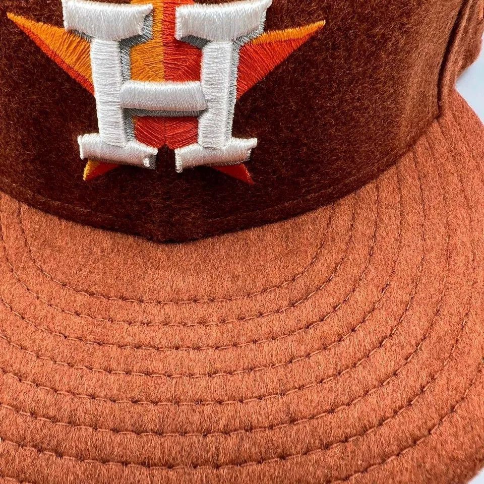 New Era Houston Astros Hat Men 7 3/8 59Fifty New Era MLB Fitted Wool Size ONE SIZE - 3 Thumbnail