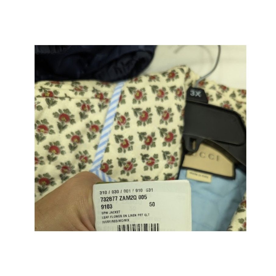 Gucci o1rshd1 Flowers On Linen Jacket in Ivory/Red Size US M / EU 48-50 / 2 - 23 Thumbnail