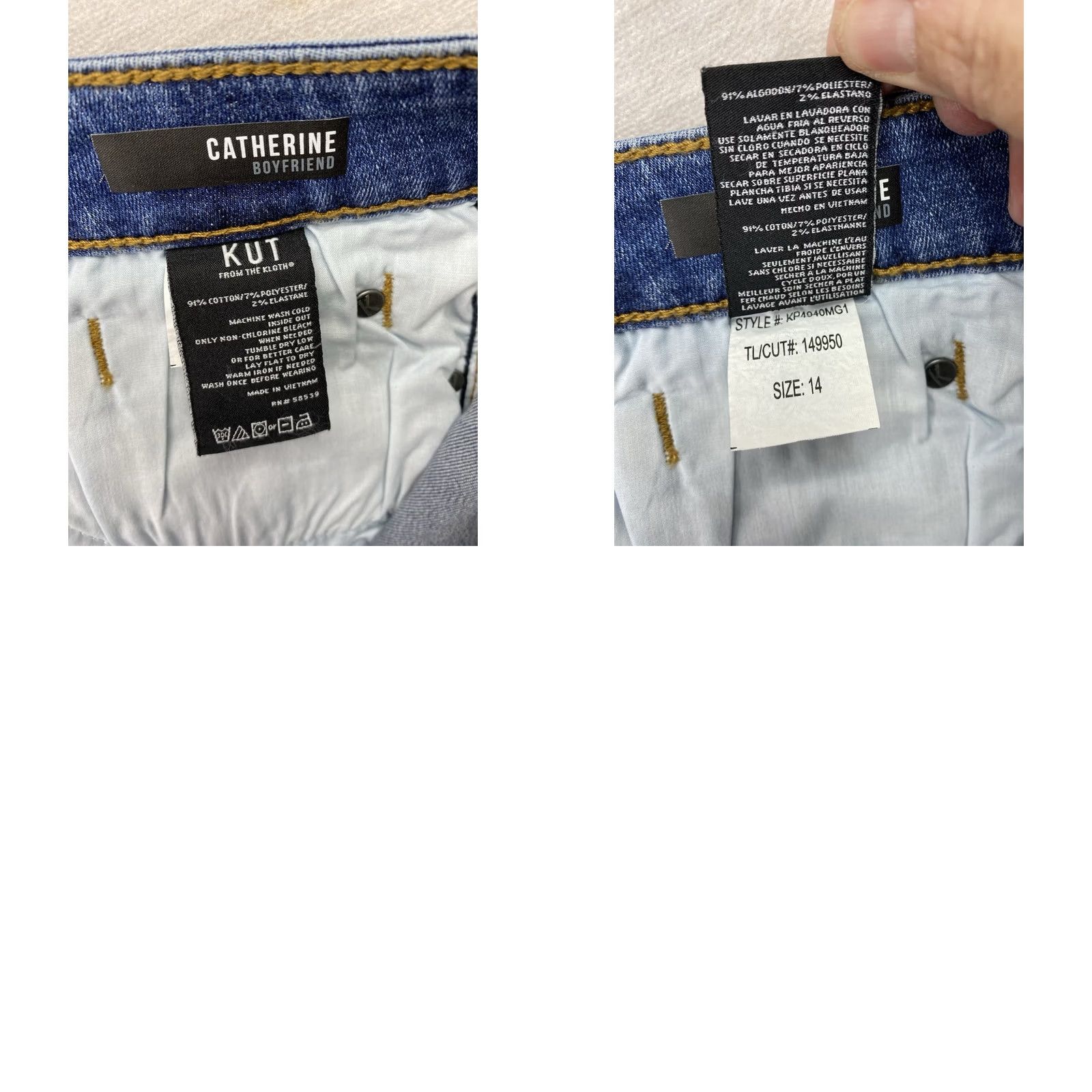 Vintage KUT from The Kloth Catherine Boyfriend Jeans Women 14 Denim Blue High Rise NWT Best Selling Fits Relaxed Casual Jeans Women 14 Size 36" / US 14 / IT 50 - 9 Thumbnail