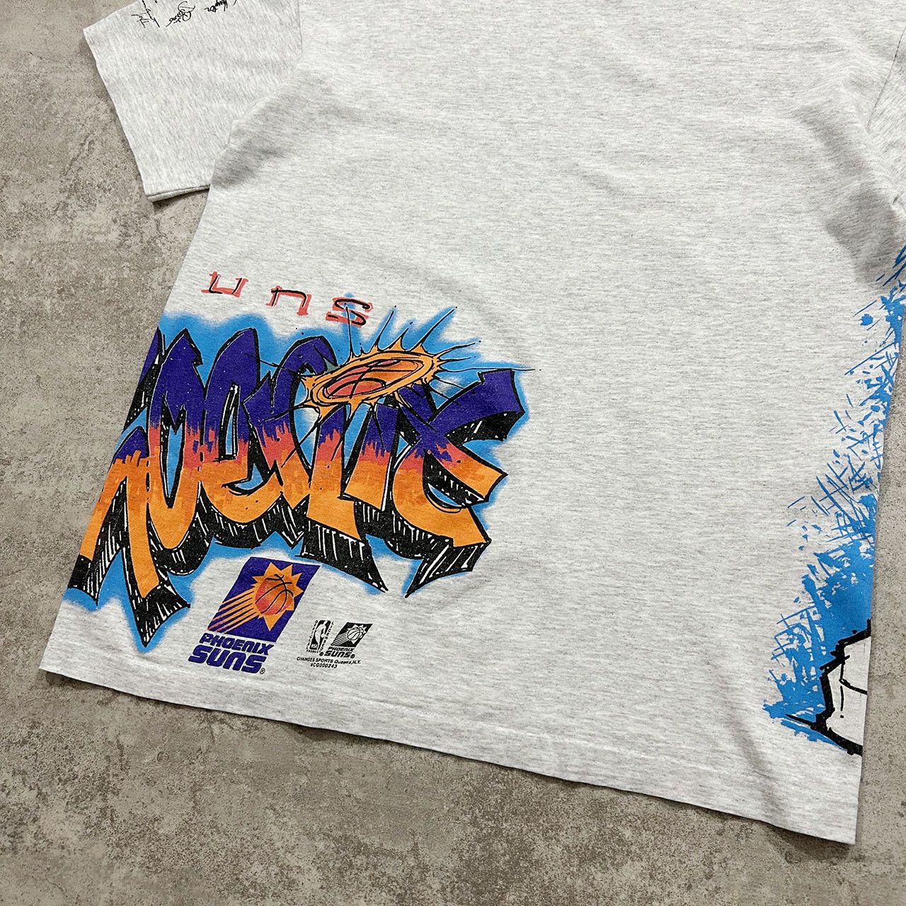 NBA × Vintage VTG 90s NBA PHOENIX SUNS GRAFFITI DOUBLE SIDED T-SHIRT Size US M / EU 48-50 / 2 - 5 Thumbnail