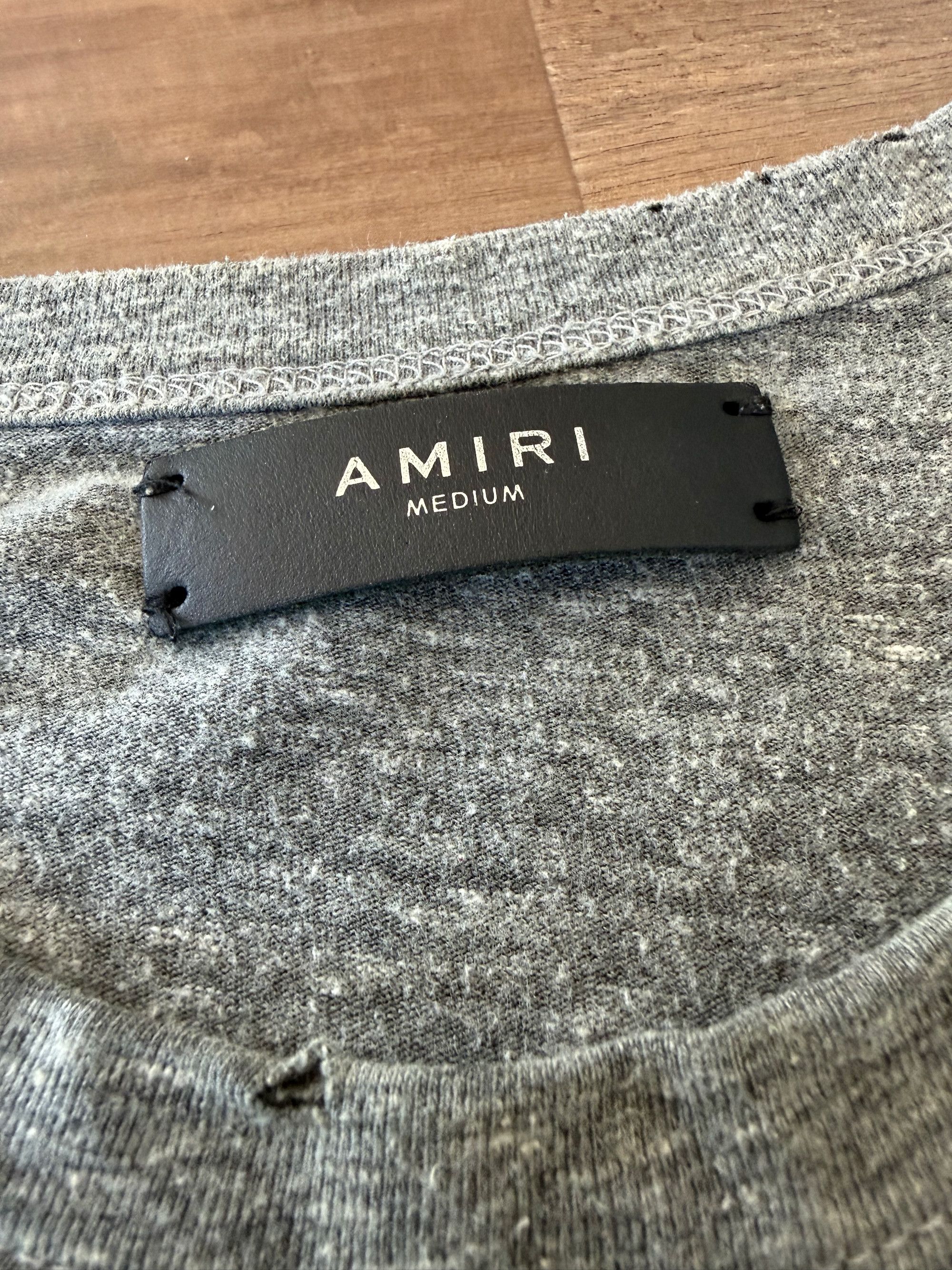 Amiri AMIRI Shotgun Distressed Gray T-Shirt Size US M / EU 48-50 / 2 - 3 Thumbnail