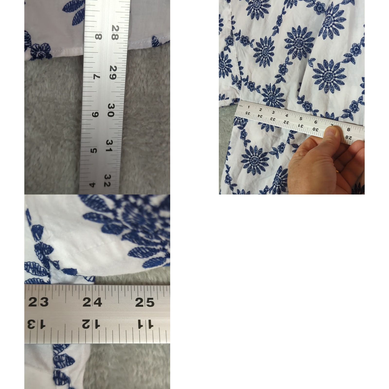 Chaps Chaps womens plus size 3X Embroidered short sleeve button up Shirt White/Blue Flower Size XXL / US 16-18 / IT 52-54 - 8 Thumbnail