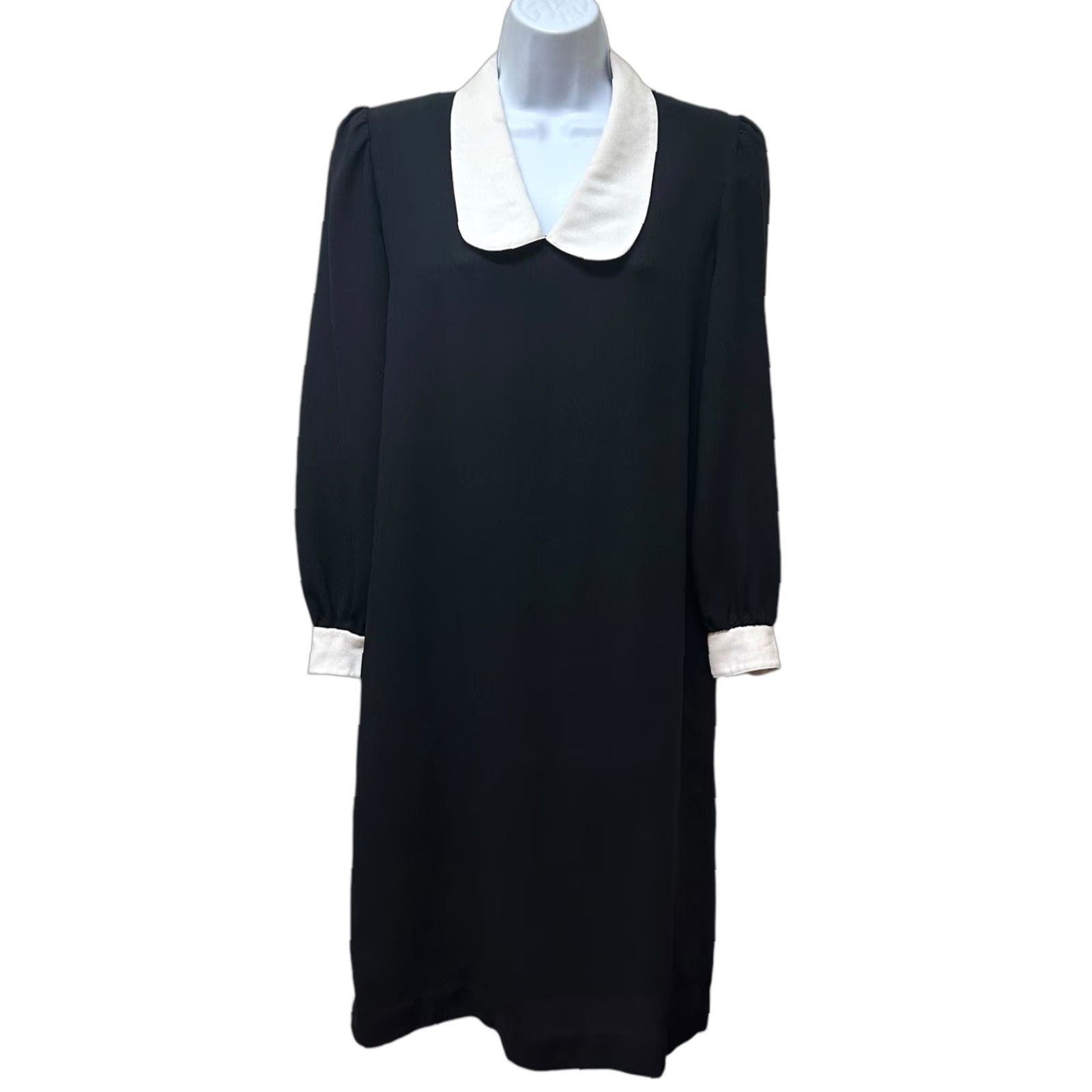 Vintage VINTAGE Black Modest White Collar Dress Wednesday Adams Cosplay M/L Caron Petite Shift Womens Size M / US 6-8 / IT 42-44 - 1 Thumbnail