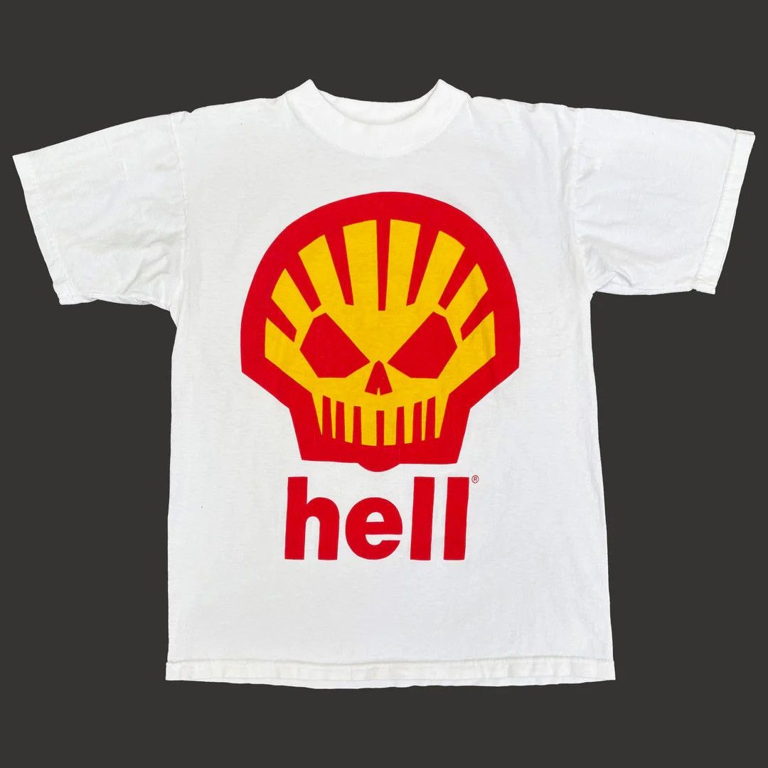 Vintage Hell 1990 90s Vintage Shell Logo Spoof Rare T-Shirt Size US M / EU 48-50 / 2 - 1 Thumbnail