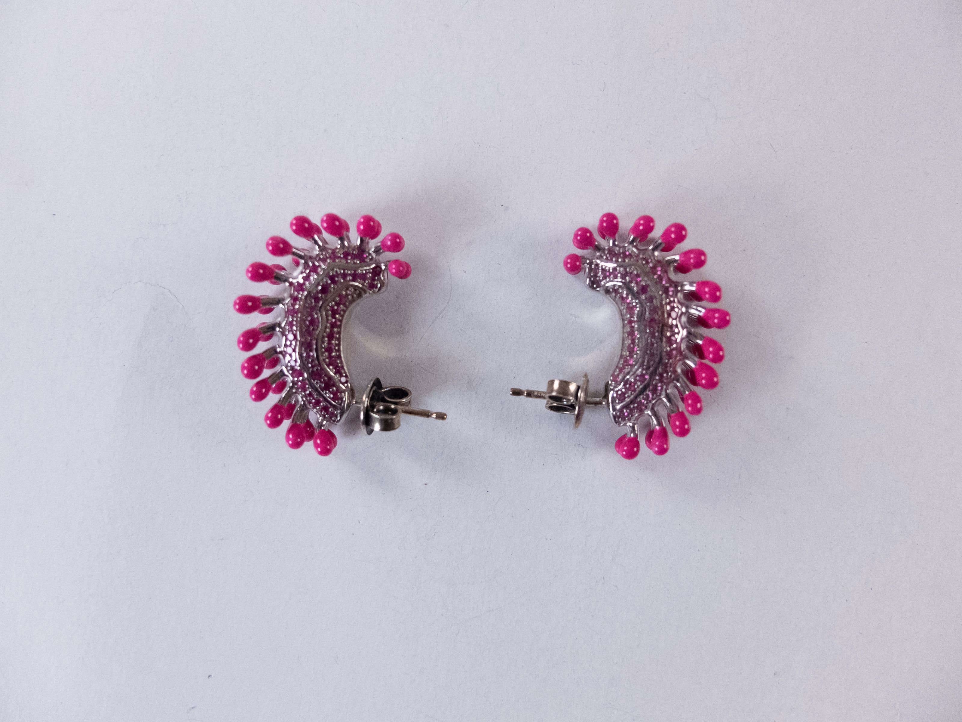Bottega Veneta BOTTEGA VENETA Trap pink Sterling silver hoop earrings q Size ONE SIZE - 3 Thumbnail