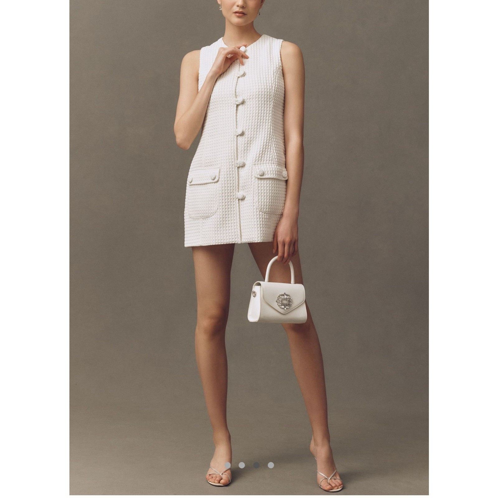 Cynthia Rowley NWT Cynthia Rowley Button Front Shift Mini Dress White M Size M / US 6-8 / IT 42-44 - 2 Thumbnail