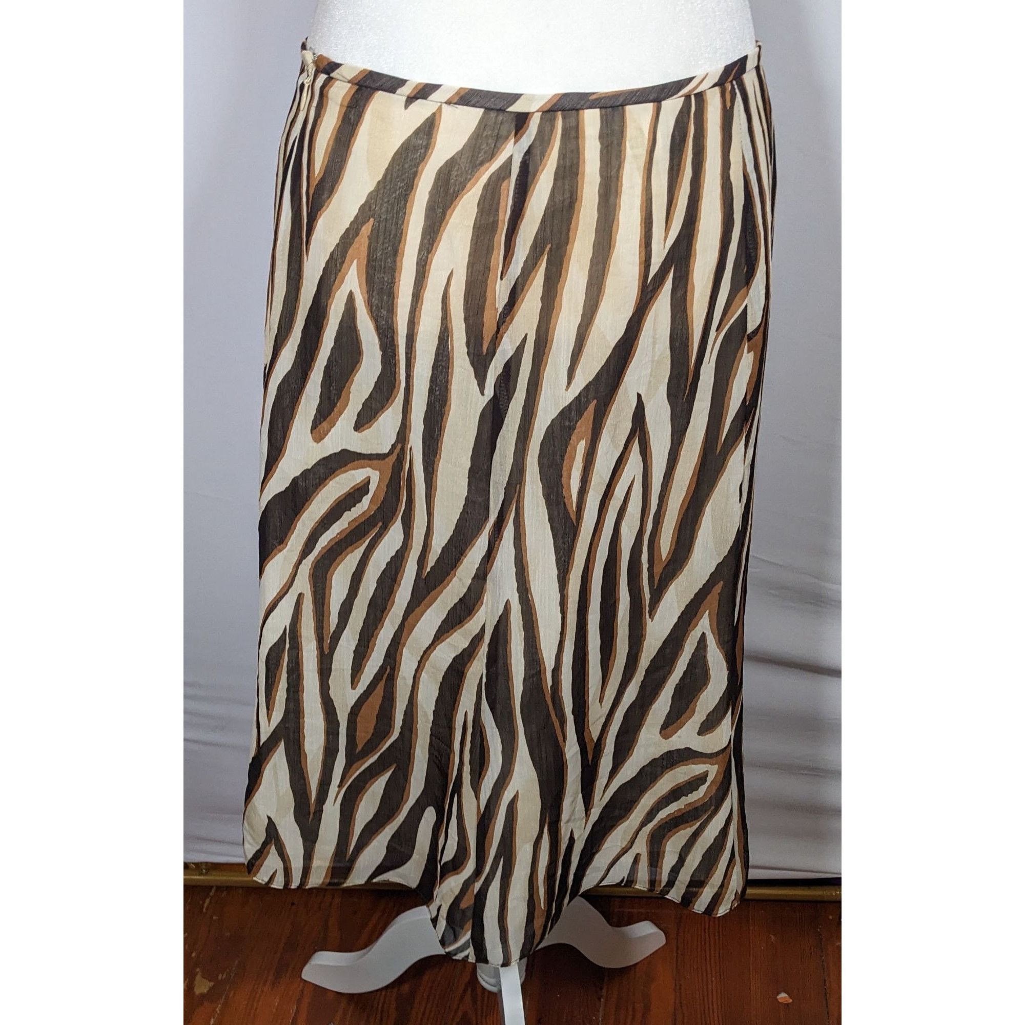 Other Vintage Le Suit Brown Zebra Stripe Midi Skirt Size 31" - 5 Thumbnail