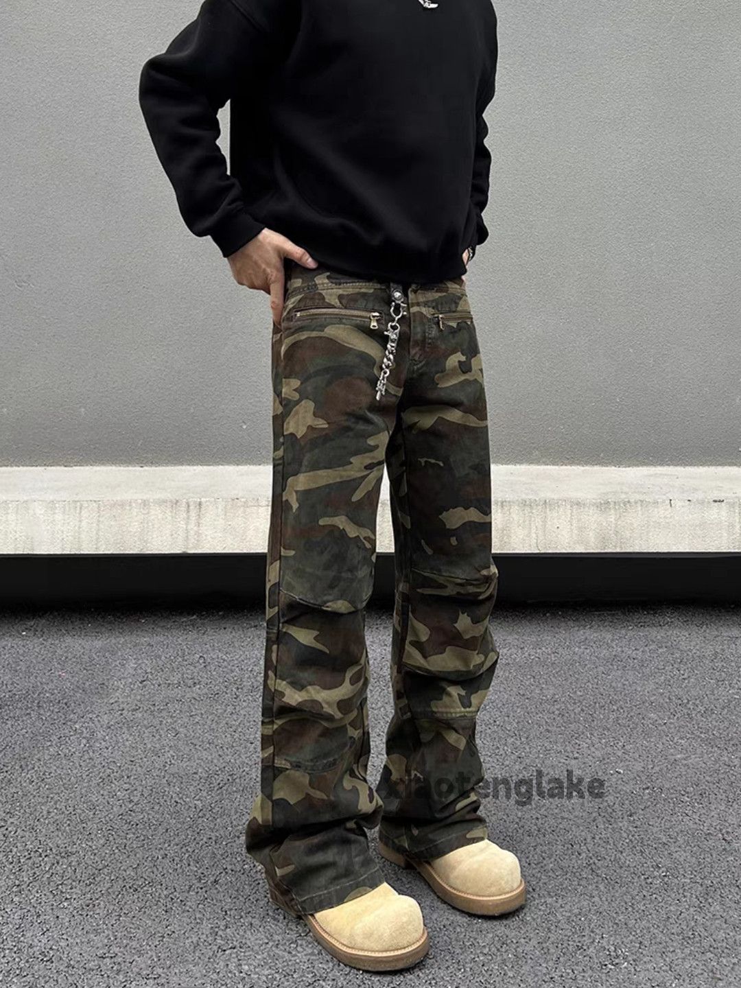 Designer × Japanese Brand × Vintage zipper utility camo punk flared cleanfit bootcut pants Size US 28 / EU 44 - 3 Thumbnail