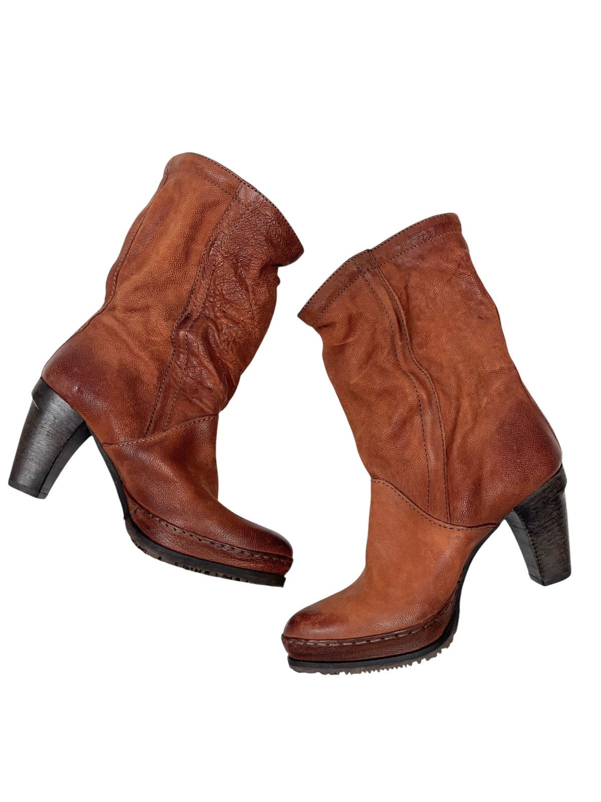 A.S.98 × Vintage A.S. 98 Airstep Leather Avant Garde Boots Ankle Zip Heels Size US 7 / IT 37 - 2 Thumbnail