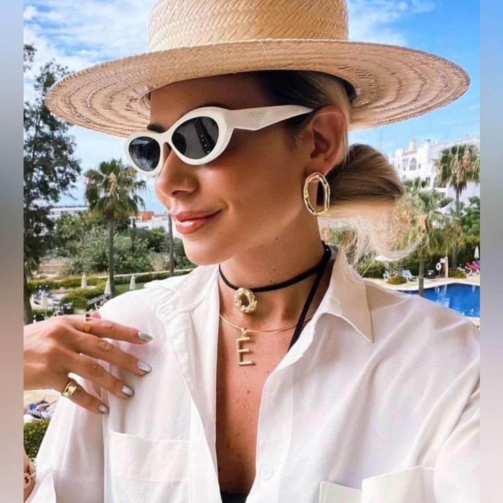 Prada NEW PRADA PR26ZS 17K08Z Talc/Dark Grey Women Sunglasses Size ONE SIZE - 12 Thumbnail