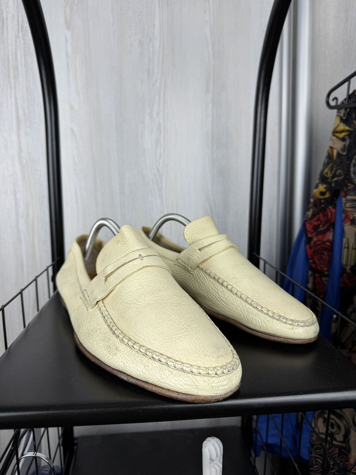 Ermenegildo Zegna Ermenegildo Zegna Ivory White Leather Classic Loafers 9.5EE Size US 10.5 / EU 43-44 - 5 Thumbnail