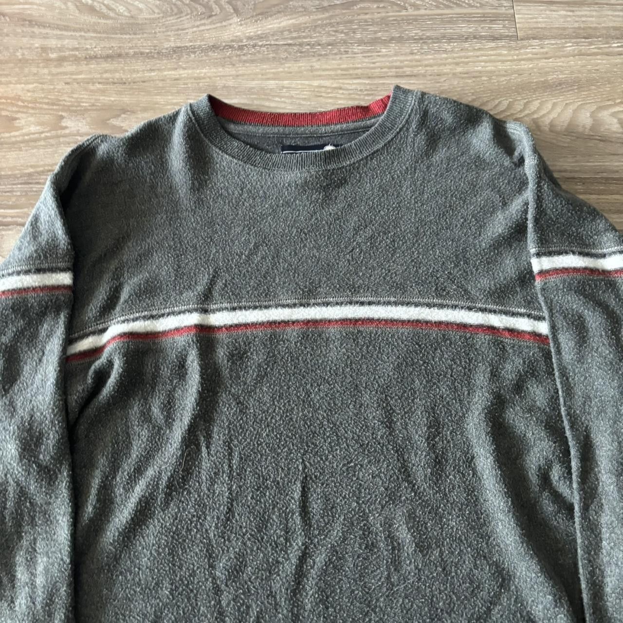 Vintage Vintage Y2K/2000s Grunge Grey Striped Skater Style Sweater! Size XL Size US XL / EU 56 / 4 - 2 Thumbnail