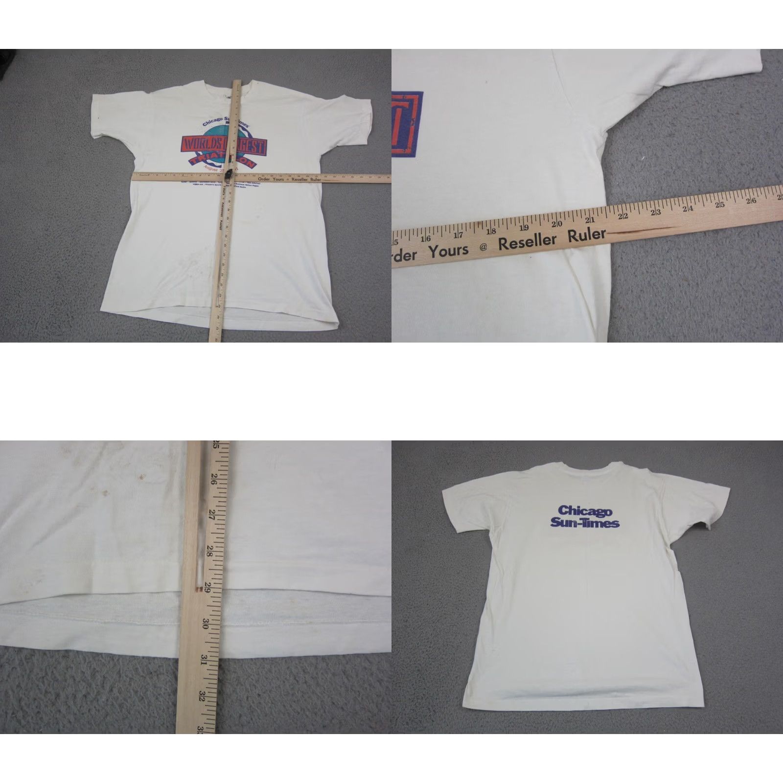 Fruit Of The Loom VINTAGE Fruit of the Loom Shirt Mens Extra Large White Worlds Largest Triathlon 90s Size US XL / EU 56 / 4 - 8 Thumbnail