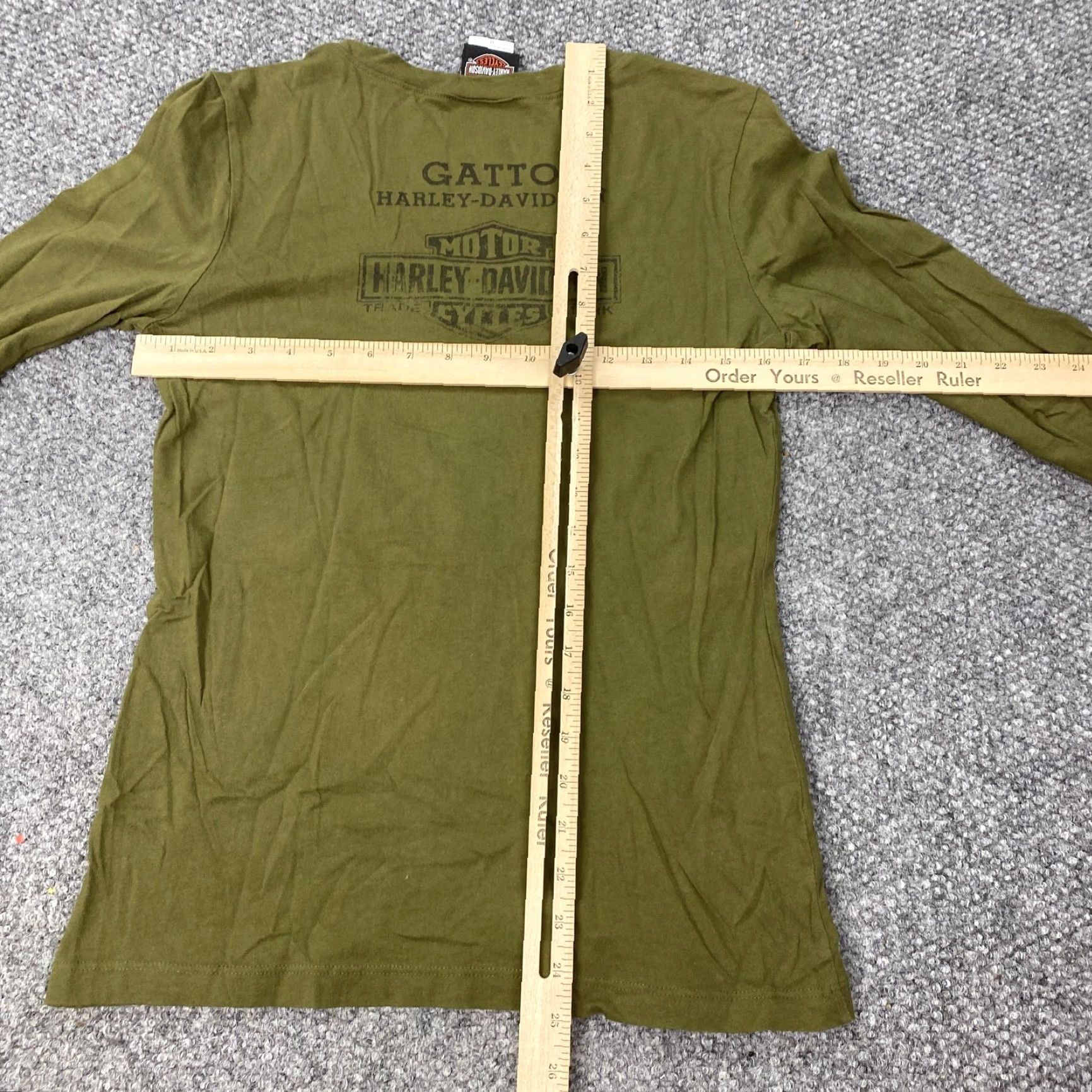 Harley Davidson Harley-Davidson Shirt Womens Medium Green Long Sleeve V-Neck USA Made PA Gatto Size M / US 6-8 / IT 42-44 - 7 Thumbnail