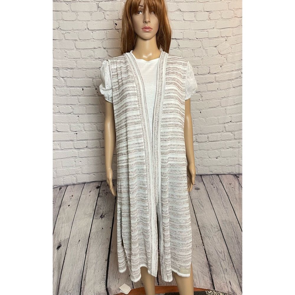 Calvin Klein Calvin Klein Knit Stripes Mélange Vest Duster One Size Size ONE SIZE - 2 Thumbnail