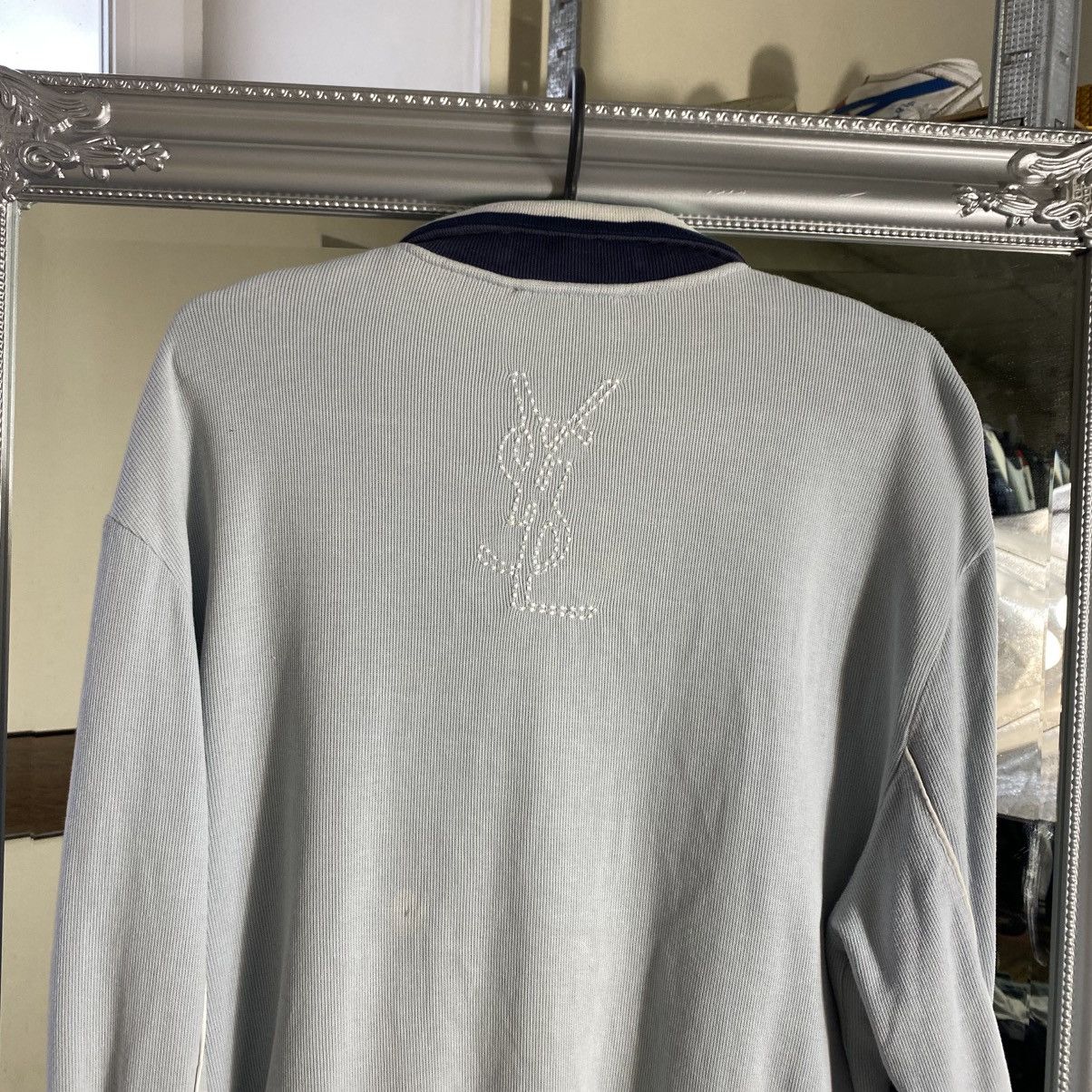 Yves Saint Laurent Yves Saint Laurent YSL big logo zip up stripes Size US L / EU 52-54 / 3 - 7 Thumbnail