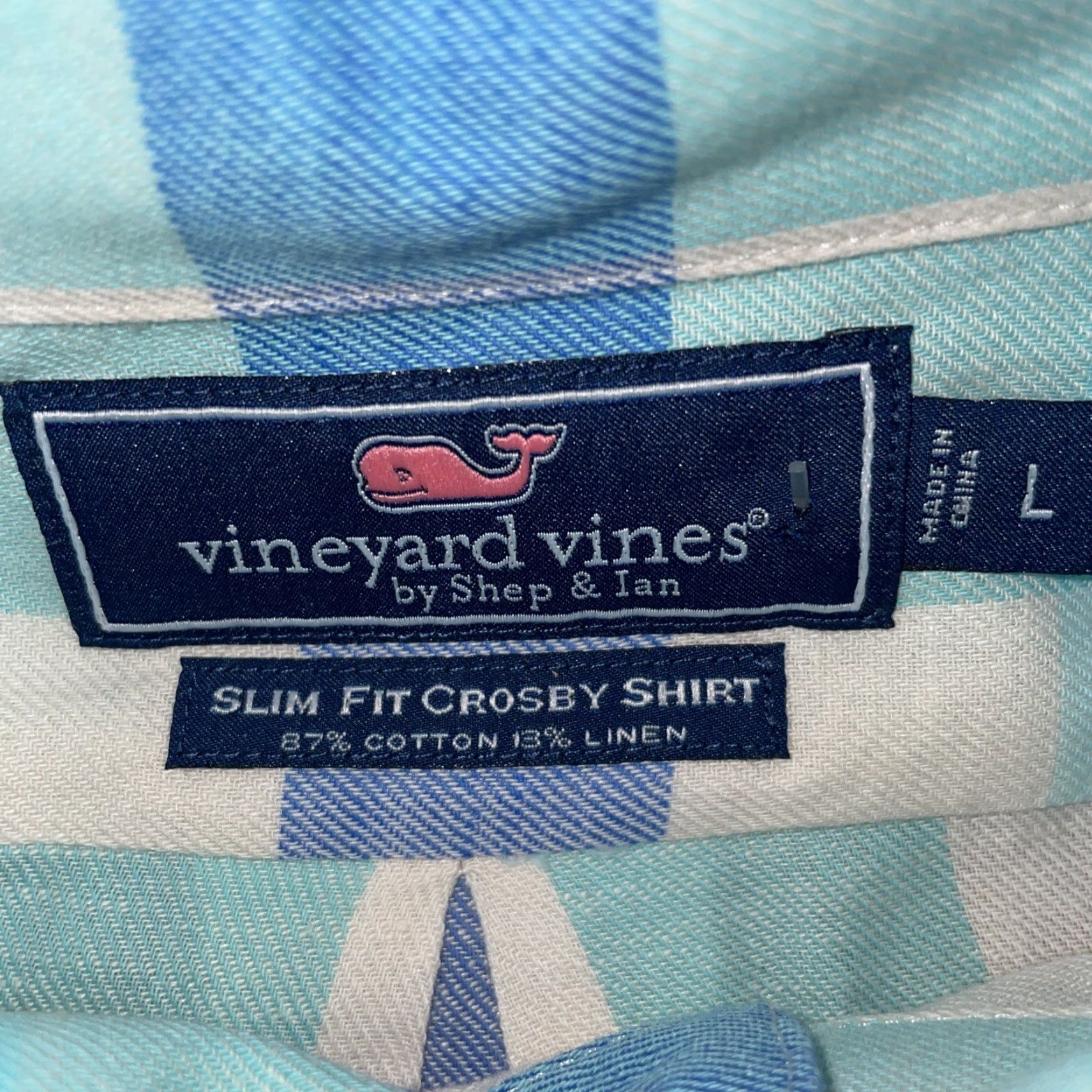 Vineyard Vines Vinyard Vines Plaid Button Long Sleeve Shirt Mens L Blue Linen Shirt Size US L / EU 52-54 / 3 - 3 Thumbnail
