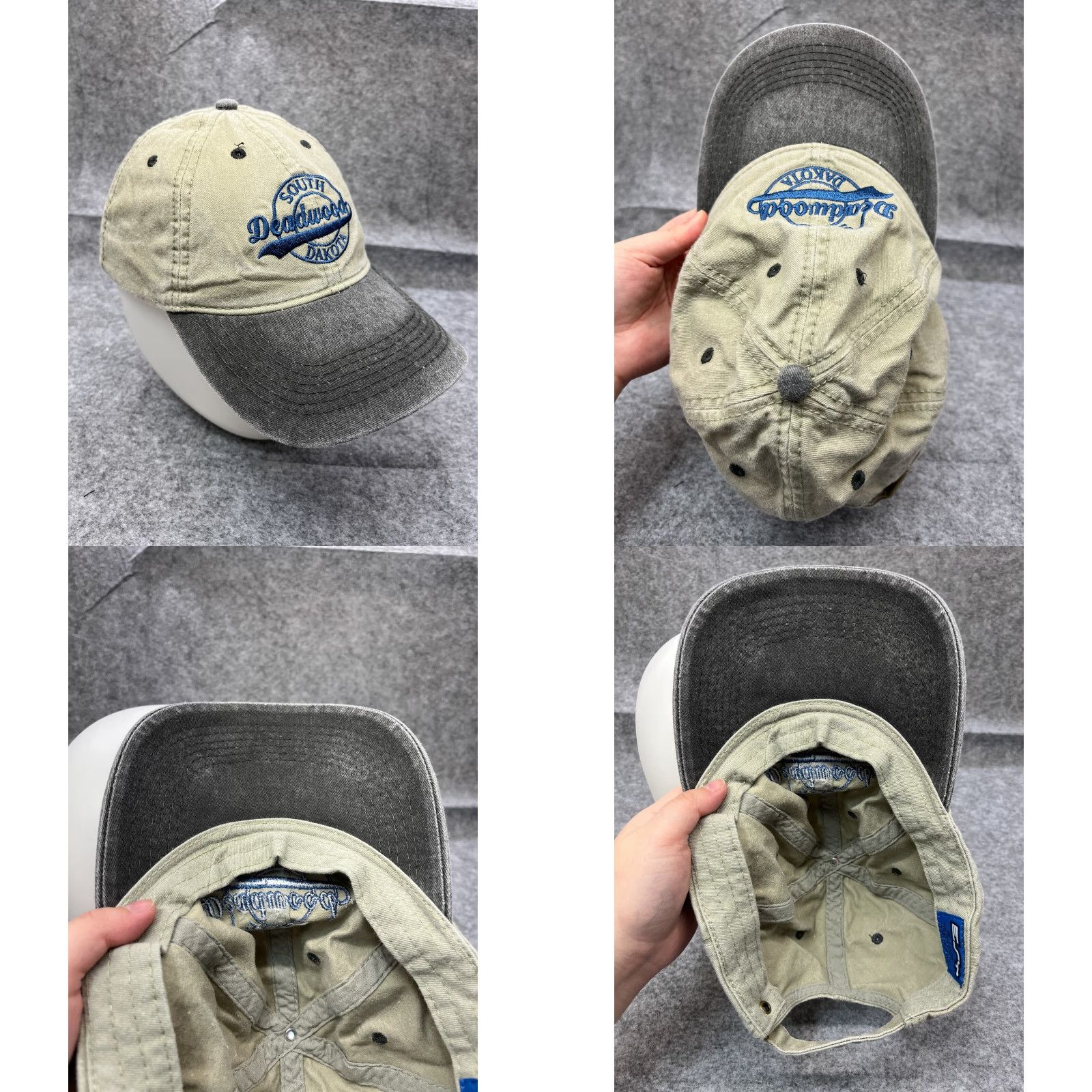 Deadwood Esy Hat Baseball Cap One Size Gray Two Tone Cotton Strap Back Unisex Adults South Dakota City Theme Adjustable 90s Concert? Size ONE SIZE - 8 Thumbnail