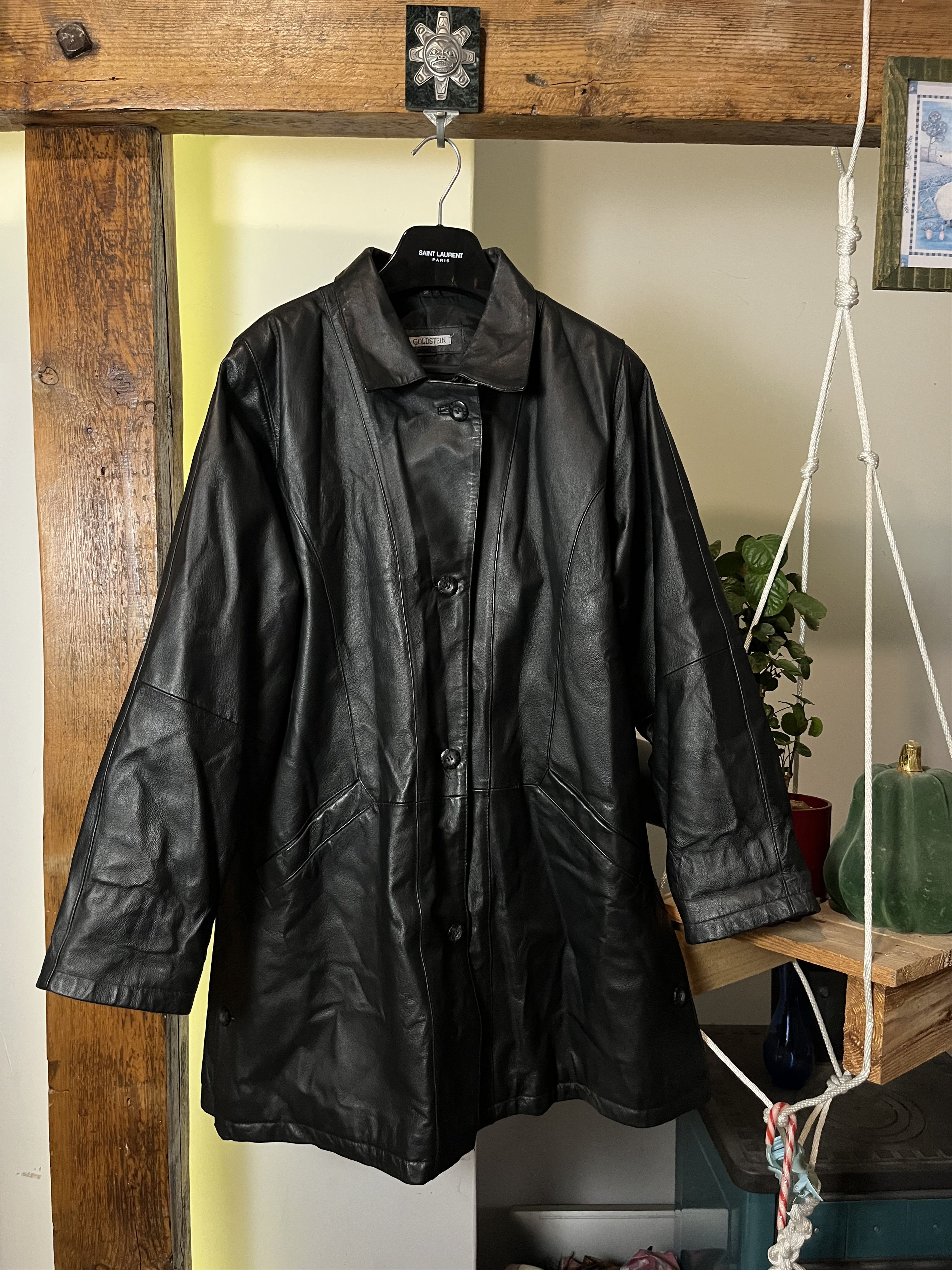 90s Opium Real Leather Vintage Coat Jacket