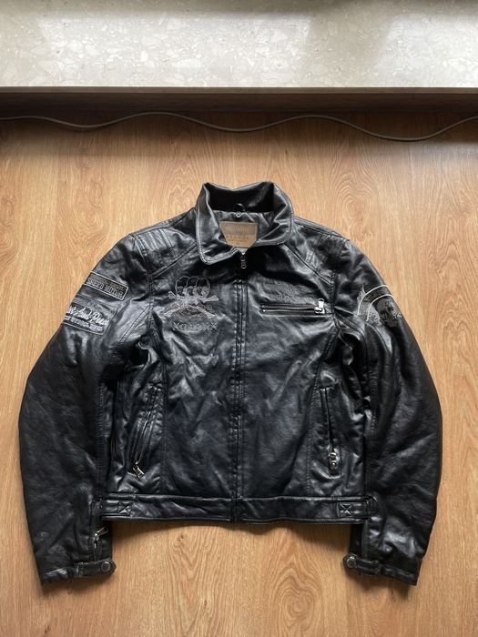 Vintage Leather jacket motocycle y2k vintage black rick owens opium ...