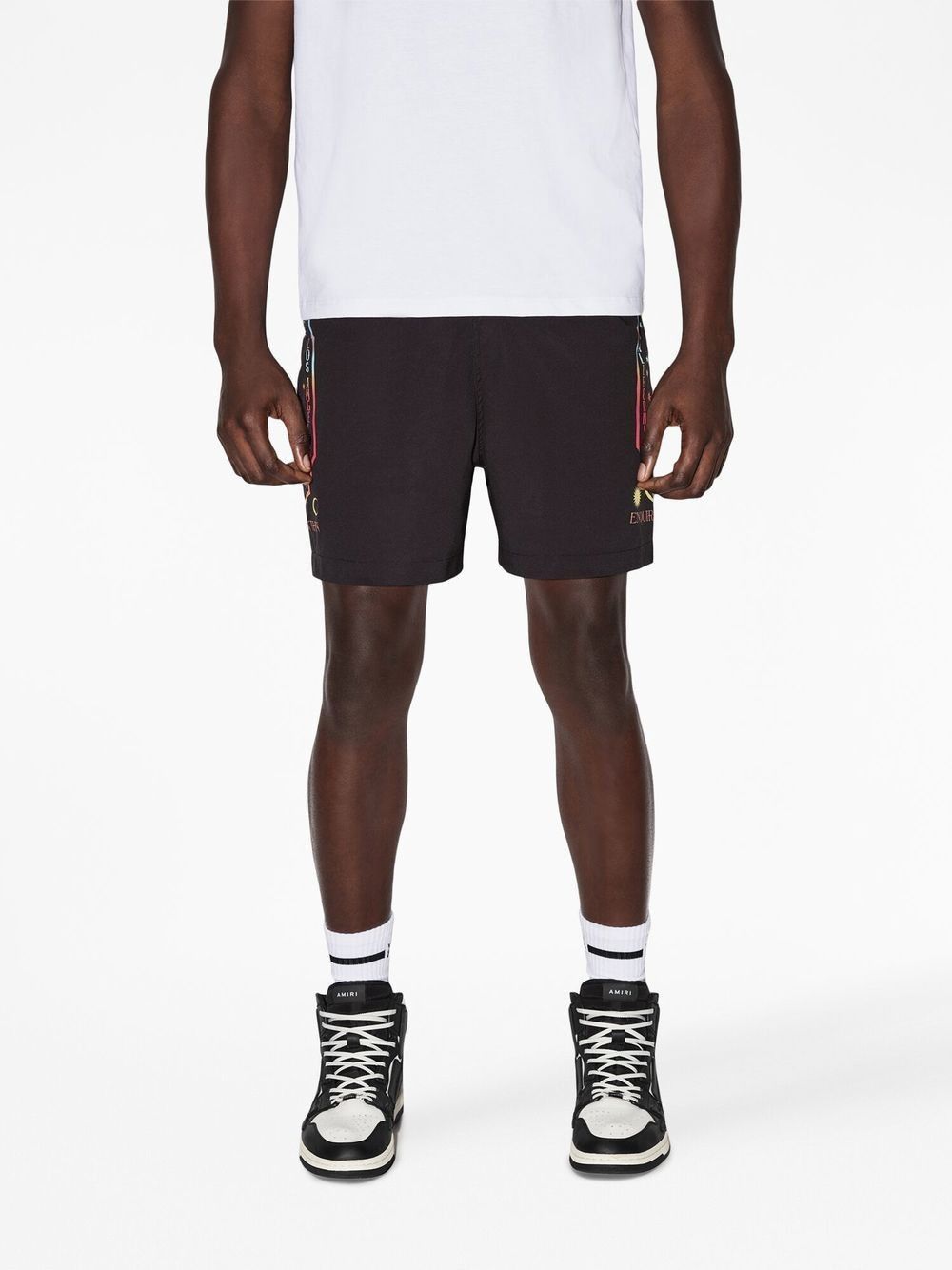 Amiri o1s1wg110825 Fortune Logo-Print Swimming Trunks Short Black Size US 30 / EU 46 - 3 Thumbnail