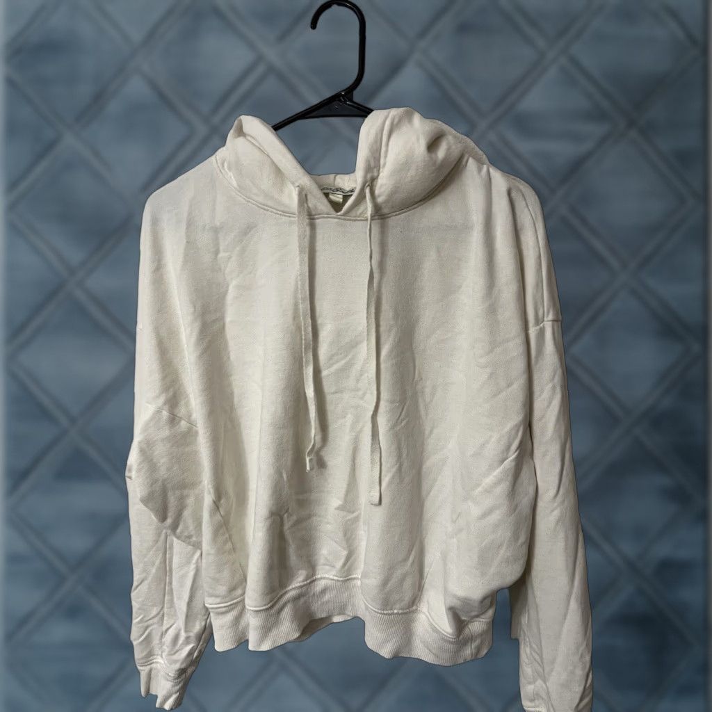 Express Express Women's Hoodie Sweatshirt White Solid Size Large Hooded Pockets Pullover - Womens Hoodie L White Express Brand Activewear Size L / US 10 / IT 46 - 1 Thumbnail
