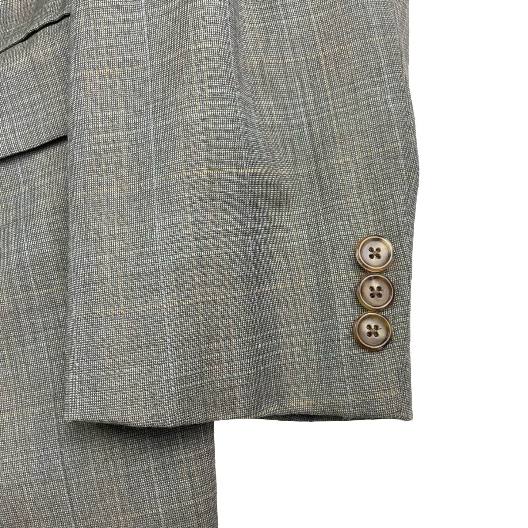 Vintage Hickey Freeman x Maus Hoffman Men’s Blazer 44 Long Wool Plaid Beige Gray 2-Button Single-Breasted Notch Lapel Vintage: No Mens Size 44R - 4 Thumbnail