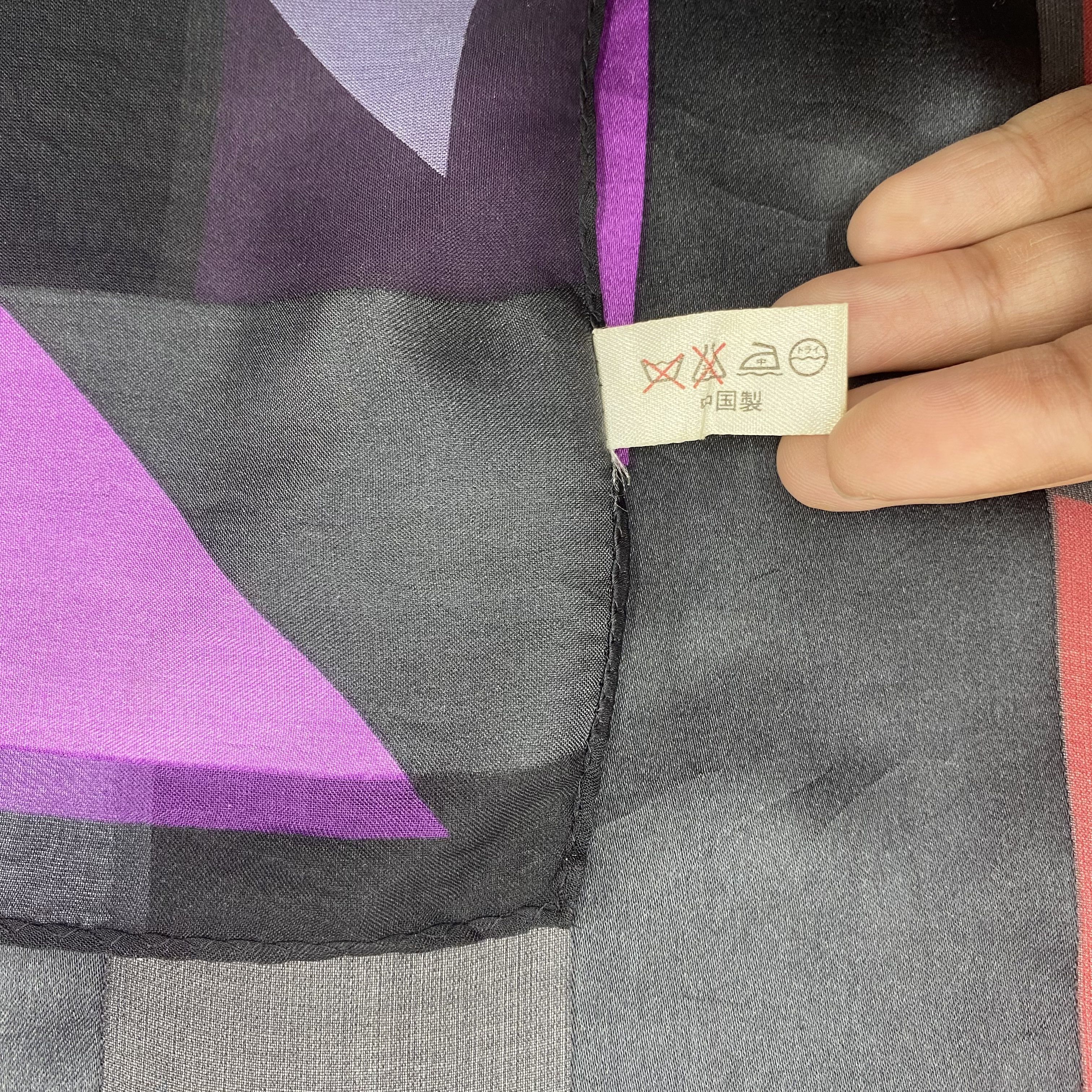 Japanese Brand Vintage Geometric Stripes SILK Scarf Twill Wraps Scarves Size ONE SIZE - 10 Thumbnail
