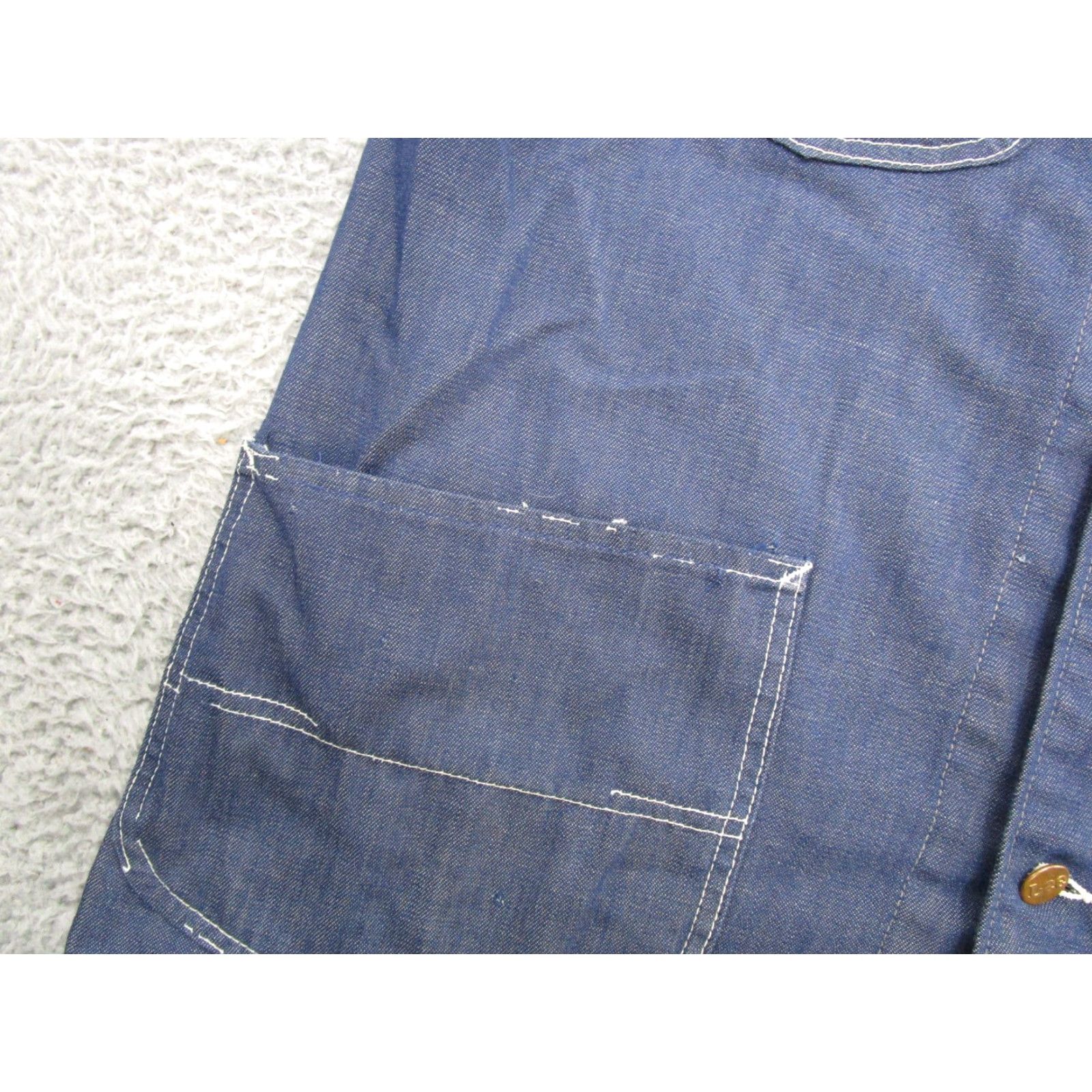 Lee VINTAGE Lee Denim Jacket Mens Chore Barn USA Made Chest Size 46 Blue "Denim" Workwear 60's 70's Mens Jacket Size US S / EU 44-46 / 1 - 4 Thumbnail