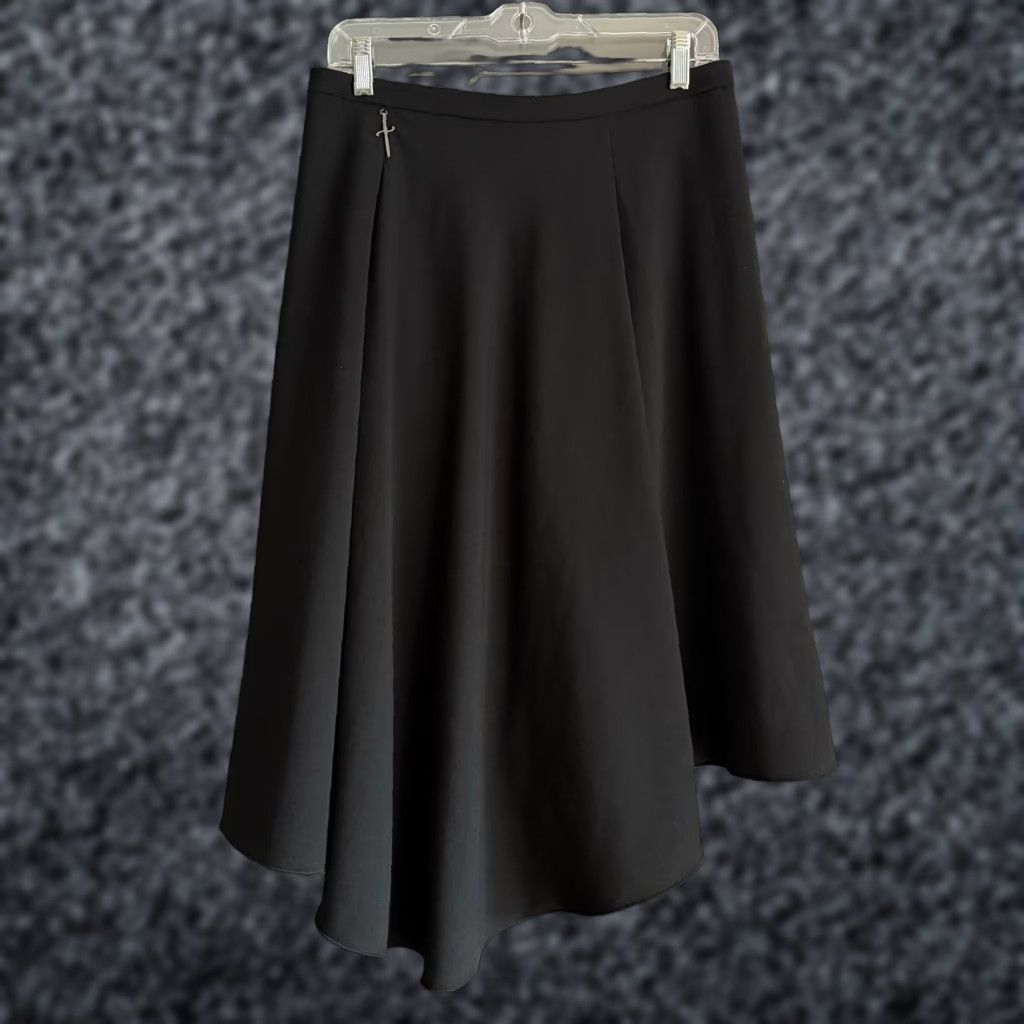 Vintage VINTAGE Oblique Creations Italy Asymmetric A-Line Skirt Lagenlook Goth Size M Black Knee Length Women Size 32" / US 10 / IT 46 - 1 Thumbnail