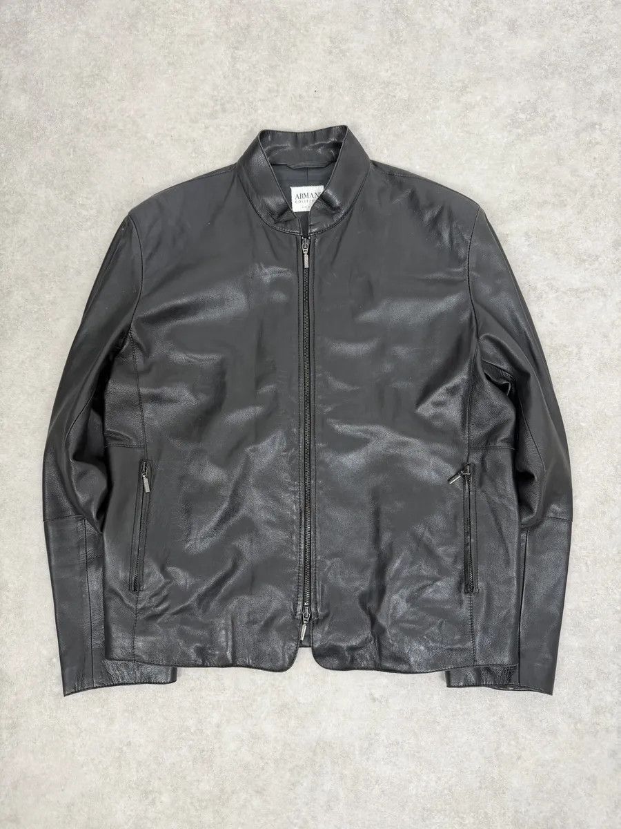 Armani Collezioni 2000s Armani Collezioni Black Leather Jacket Size US M / EU 48-50 / 2 - 2 Thumbnail