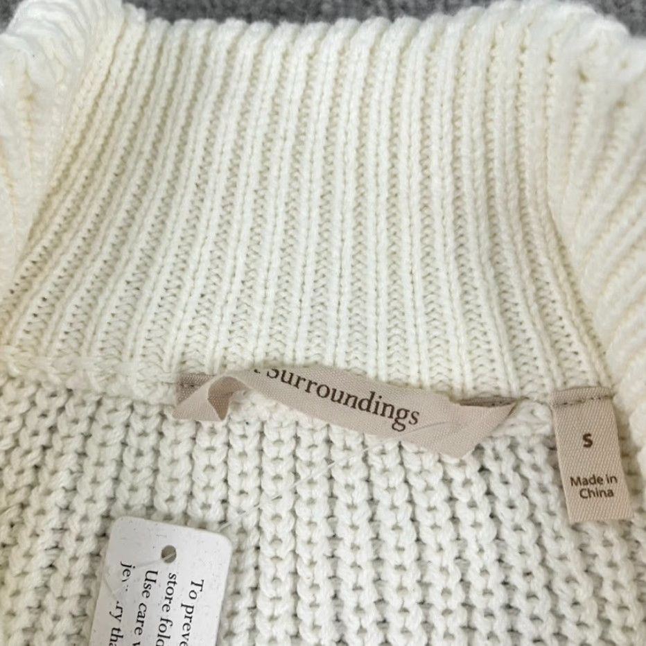 Soft Surroundings Soft Surroundings Sweater Womens Small White Rib-Knit Pullover High Neck Long Sleeve Casual Classic Size S / US 4 / IT 40 - 2 Thumbnail