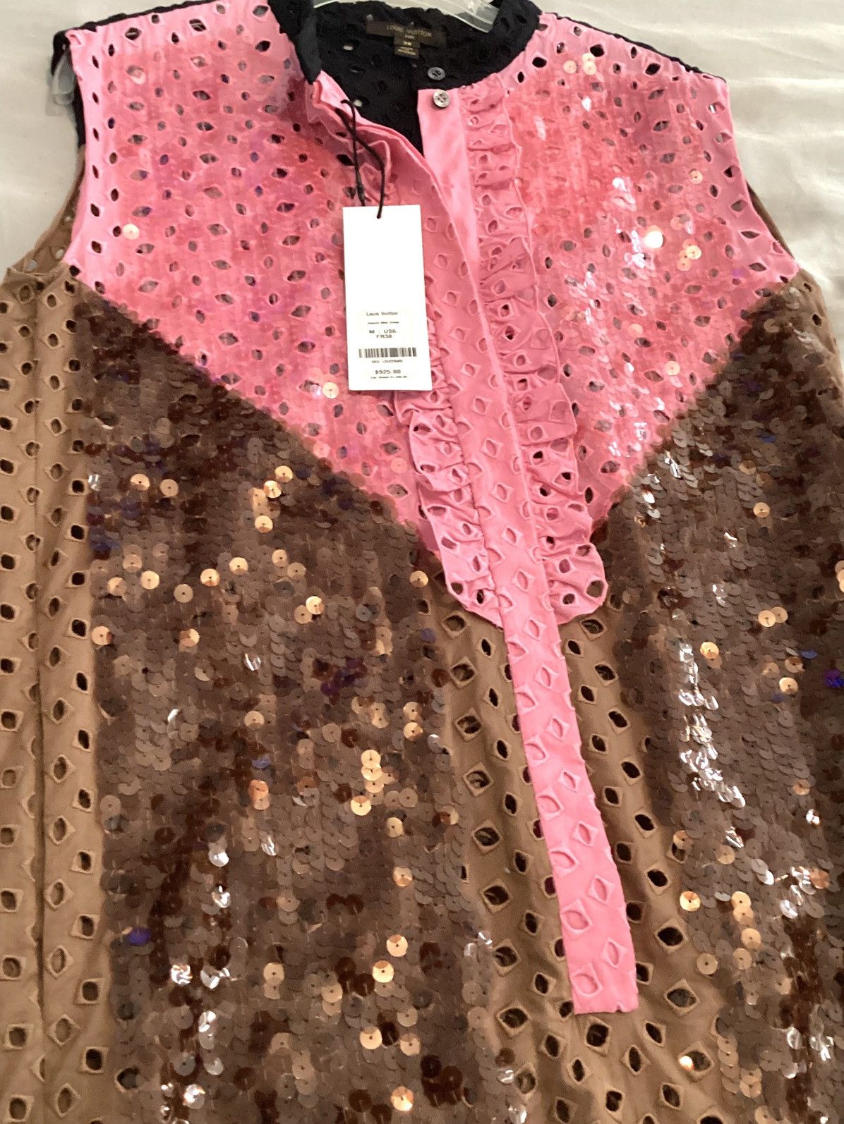 Louis Vuitton Louis Vuitton Pink and Brown Color Block Sequin Mini Dress Size M / US 6-8 / IT 42-44 - 5 Thumbnail