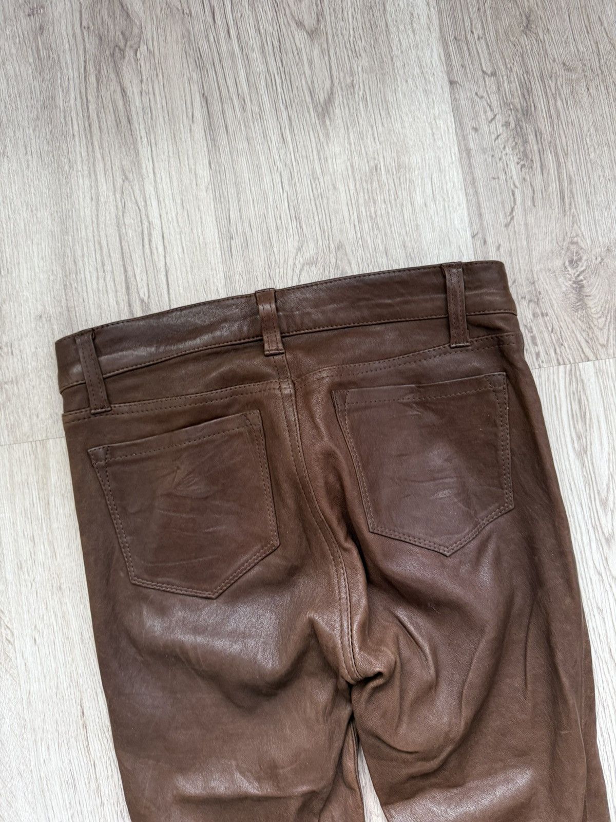 J Brand J Brand Brown Stretch Lamb Leather Zip Pants Size 25 Size 25" / US 0 / IT 36 - 16 Thumbnail