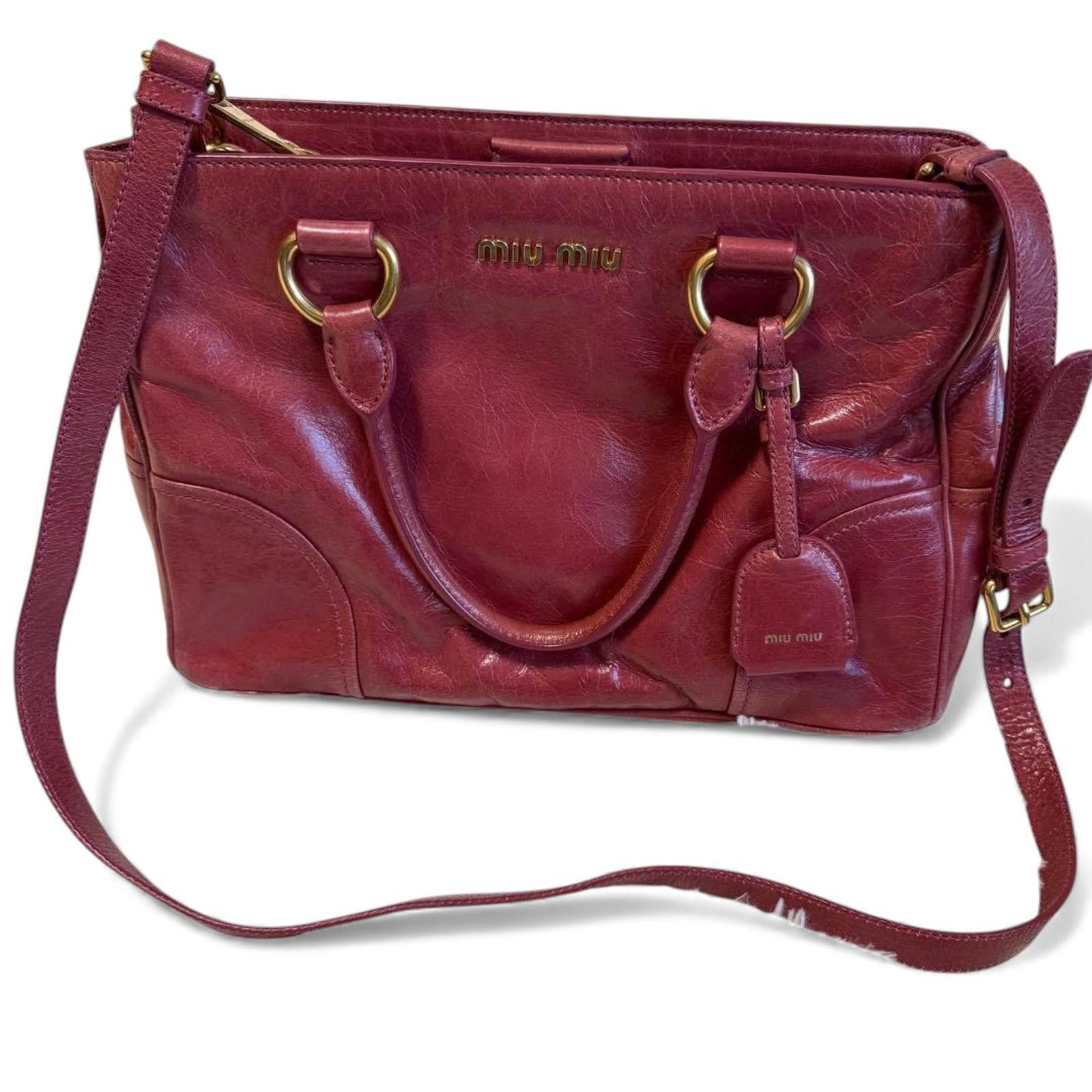 Miu Miu Miu Miu - Burgundy Leather Women's Handbag Size ONE SIZE - 2 Thumbnail