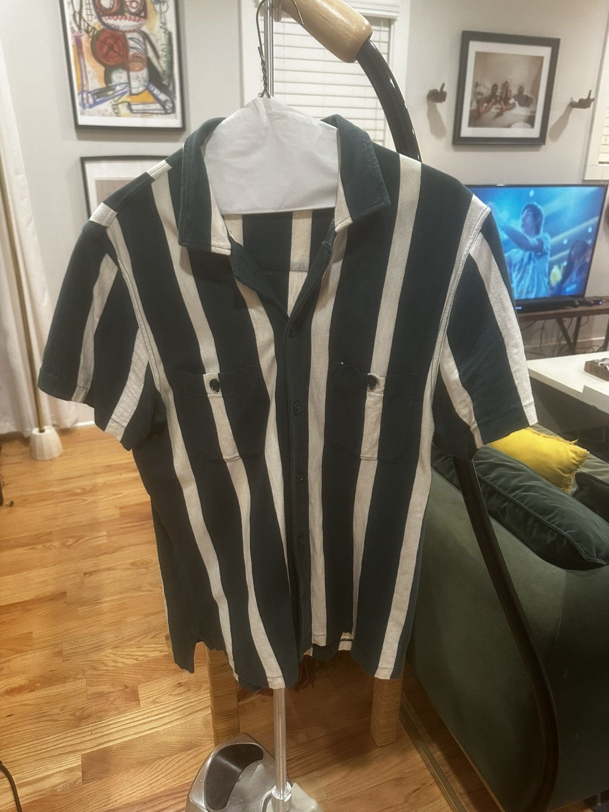 J.Crew Green and white stripe button down Size US M / EU 48-50 / 2 - 1 Thumbnail