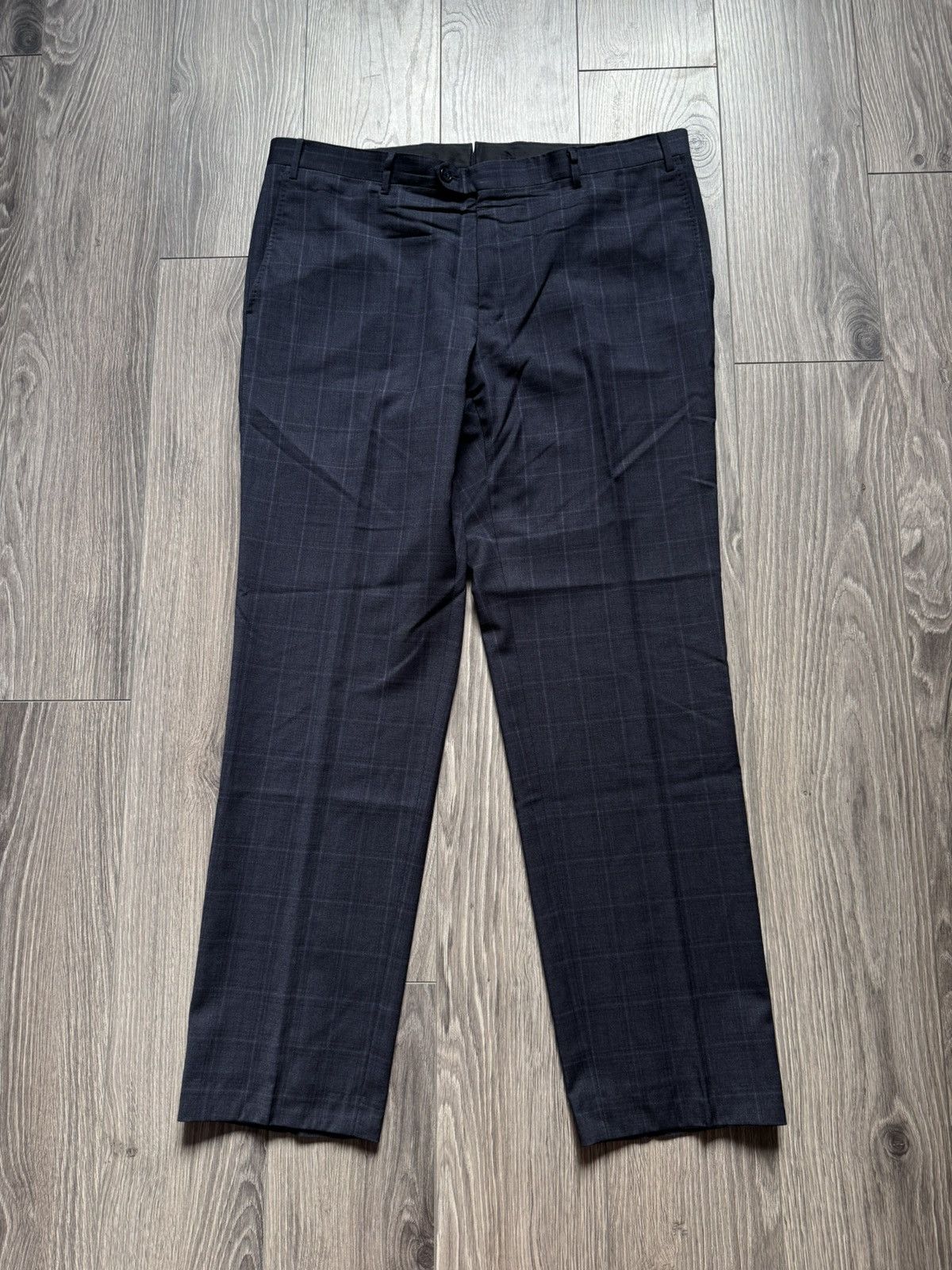 Corneliani Corneliani Dark Blue Wool Windowpane Two-Piece Suit 54R Size 54R - 13 Thumbnail