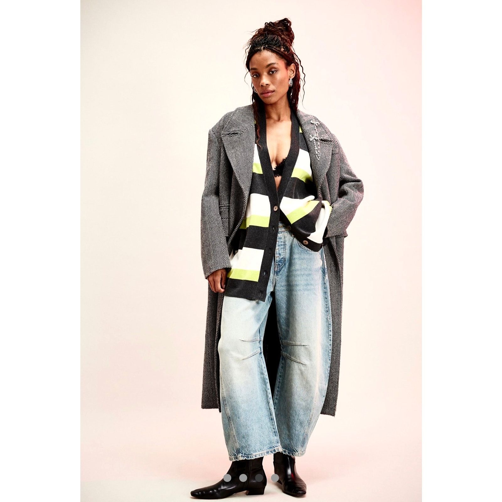 Free People Free People League Of Her Own Cardigan Carbon Lime Combo S Size S / US 4 / IT 40 - 4 Thumbnail