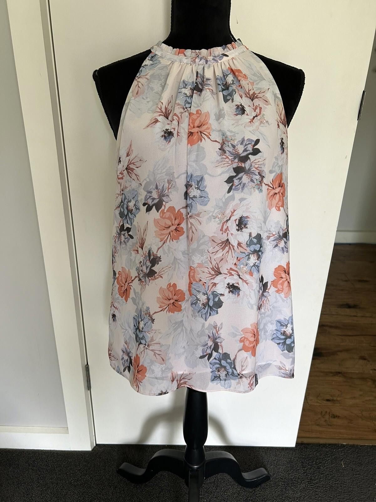 Designer Forever New Floral Singlet Sleeveless High Neck Size 8 (001) Size S / US 4 / IT 40 - 1 Thumbnail