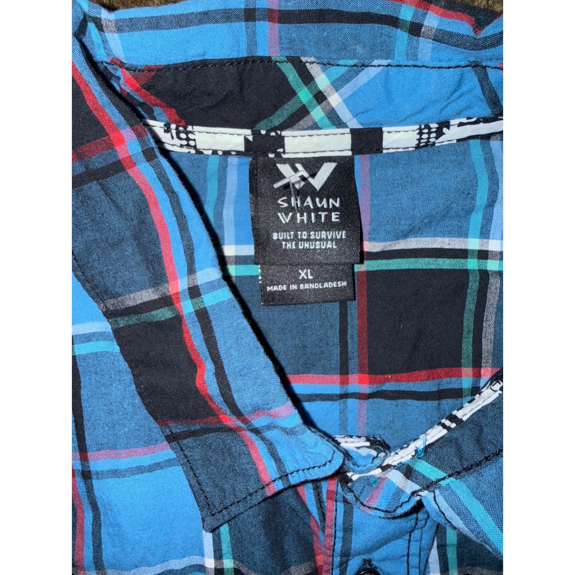 Other Shaun White Mens Blue & Red Plaid Cotton Long Sleeve Button Size US XL / EU 56 / 4 - 2 Thumbnail