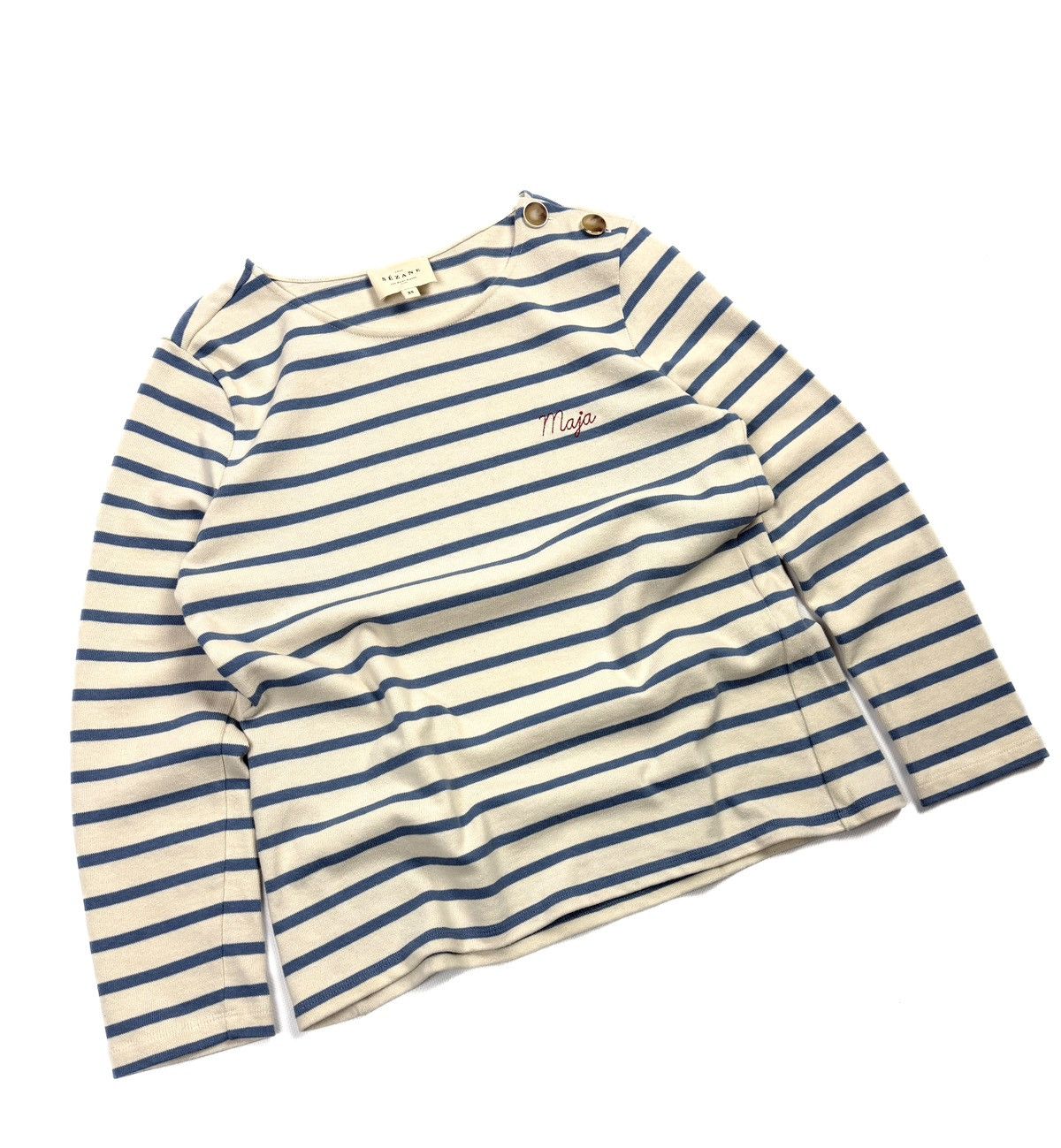 Sezane Sezane Colette Mariniere Striped Long Sleeve Top Designer Size XS / US 0-2 / IT 36-38 - 3 Thumbnail