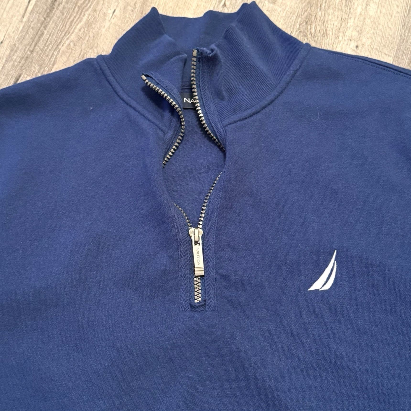 Nautica NAUTICA 1/4 Zip Sweatshirt Mens Sz Medium Blue Pullover Logo Mock Collar Size US M / EU 48-50 / 2 - 6 Thumbnail