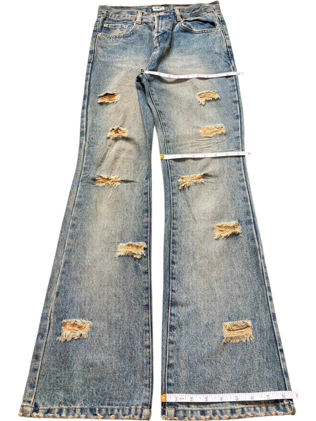 Hysteric Glamour Vintage Japanese Brand Rusty Wash Distress Flare Jeans Size 27" / US 4 / IT 40 - 8 Thumbnail