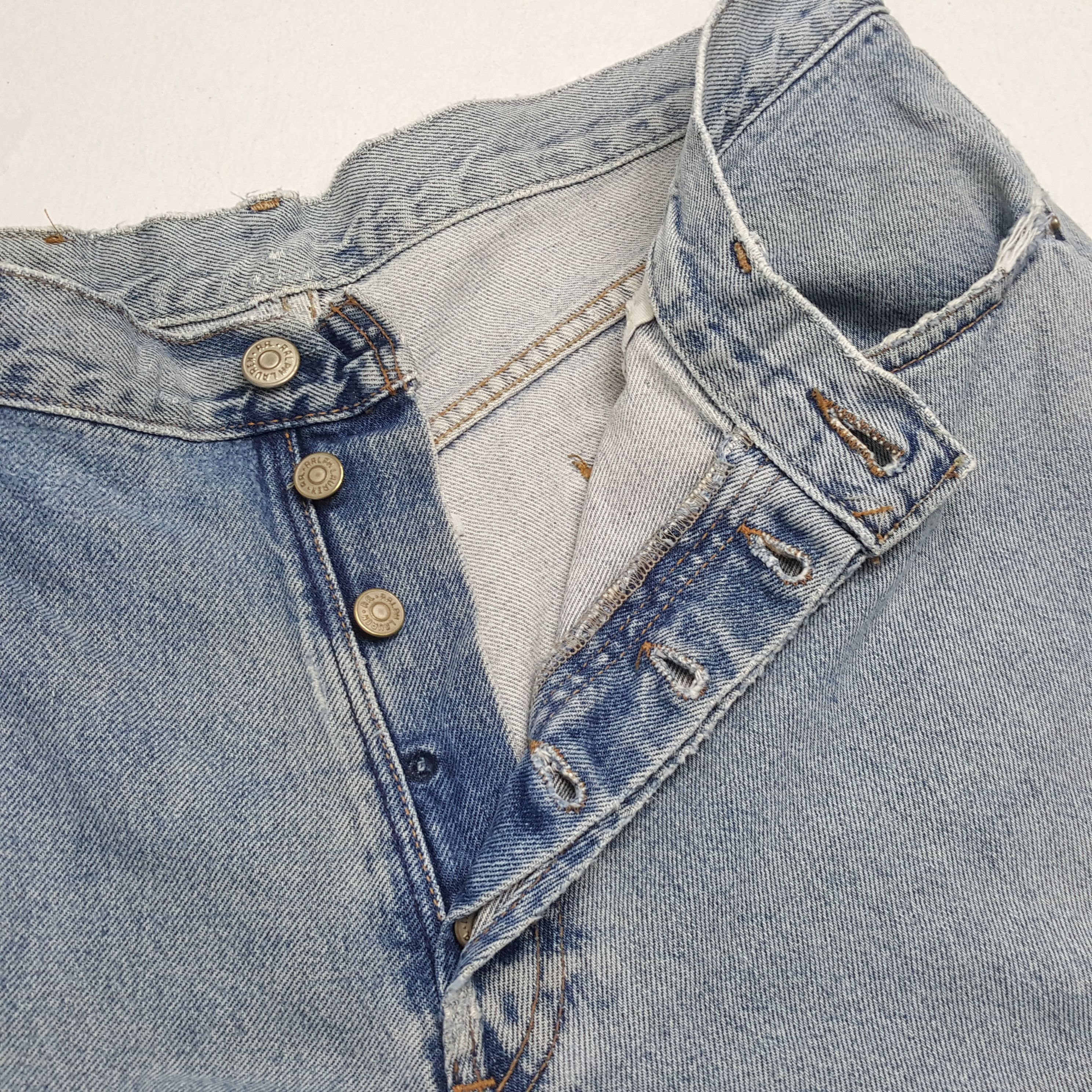 RRL Ralph Lauren × Ralph Lauren × Vintage RRL RALPH LAUREN Fashion Rock Style Distressed Jeans Size US 34 / EU 50 - 12 Thumbnail