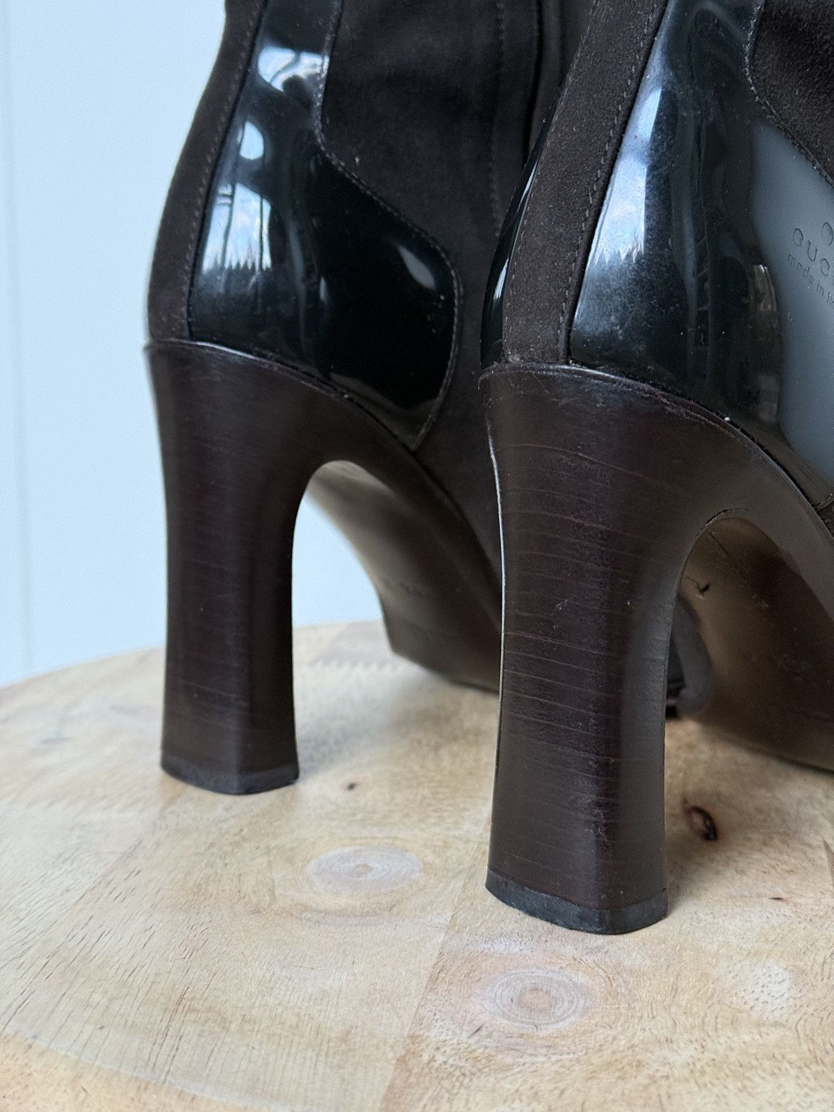 Gucci × Vintage Gucci Suede Dark Brown Riding Boots Squared Toe Heels Size US 5.5 / IT 35.5 - 6 Thumbnail