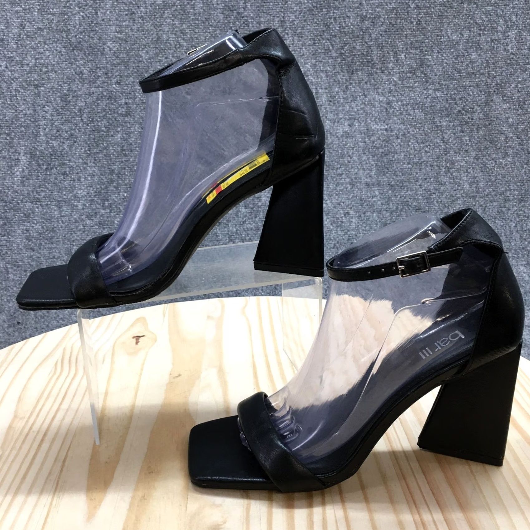 Bar III Bar III Heels Womens 8 M Black Faux Leather Ankle Strap Casual Block Heel NEW Size US 8 / IT 38 - 4 Thumbnail