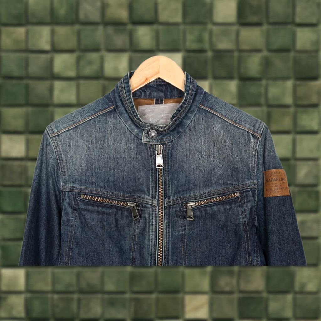 Napapijri Napapijri Denim Jacket Men M Full Zip Biker Denim Jacket blue Size M Regular Mens Size US M / EU 48-50 / 2 - 1 Thumbnail