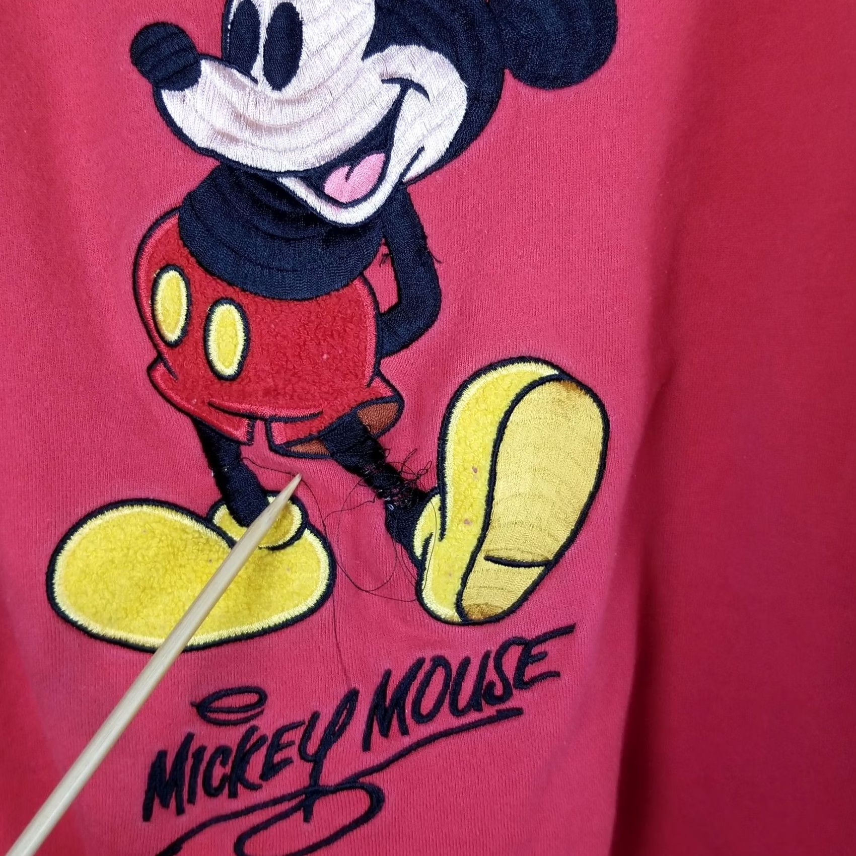 Vintage VINTAGE Mickey INC Disneyland Red Embroidered Sweatshirt Crew Neck Adult Medium Flawed Linen? Size US L / EU 52-54 / 3 - 2 Thumbnail