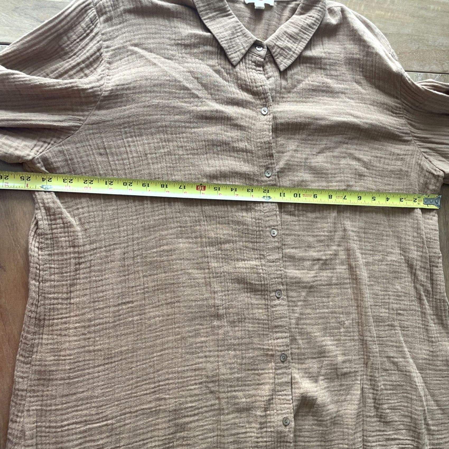 Eileen Fisher Eileen Fisher Tunic Button Up Womens Plus Size 1X Beige Coastal Beach Casual Organic Cotton Size XL / US 12-14 / IT 48-50 - 5 Thumbnail
